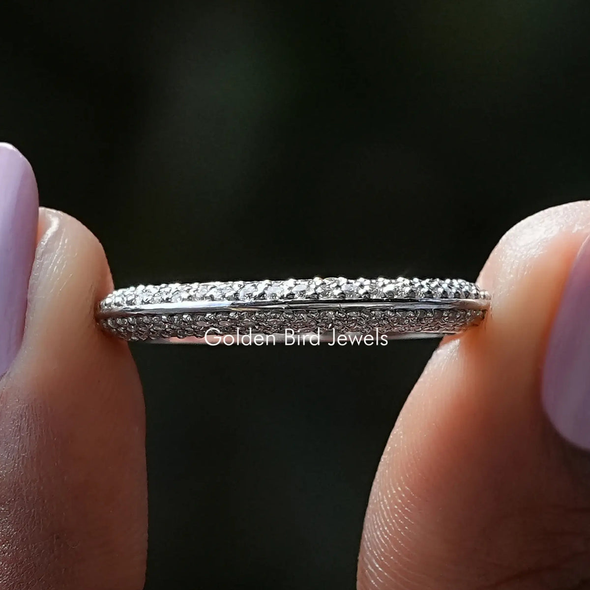 Round Moissanite Micro Pave Eternity Band