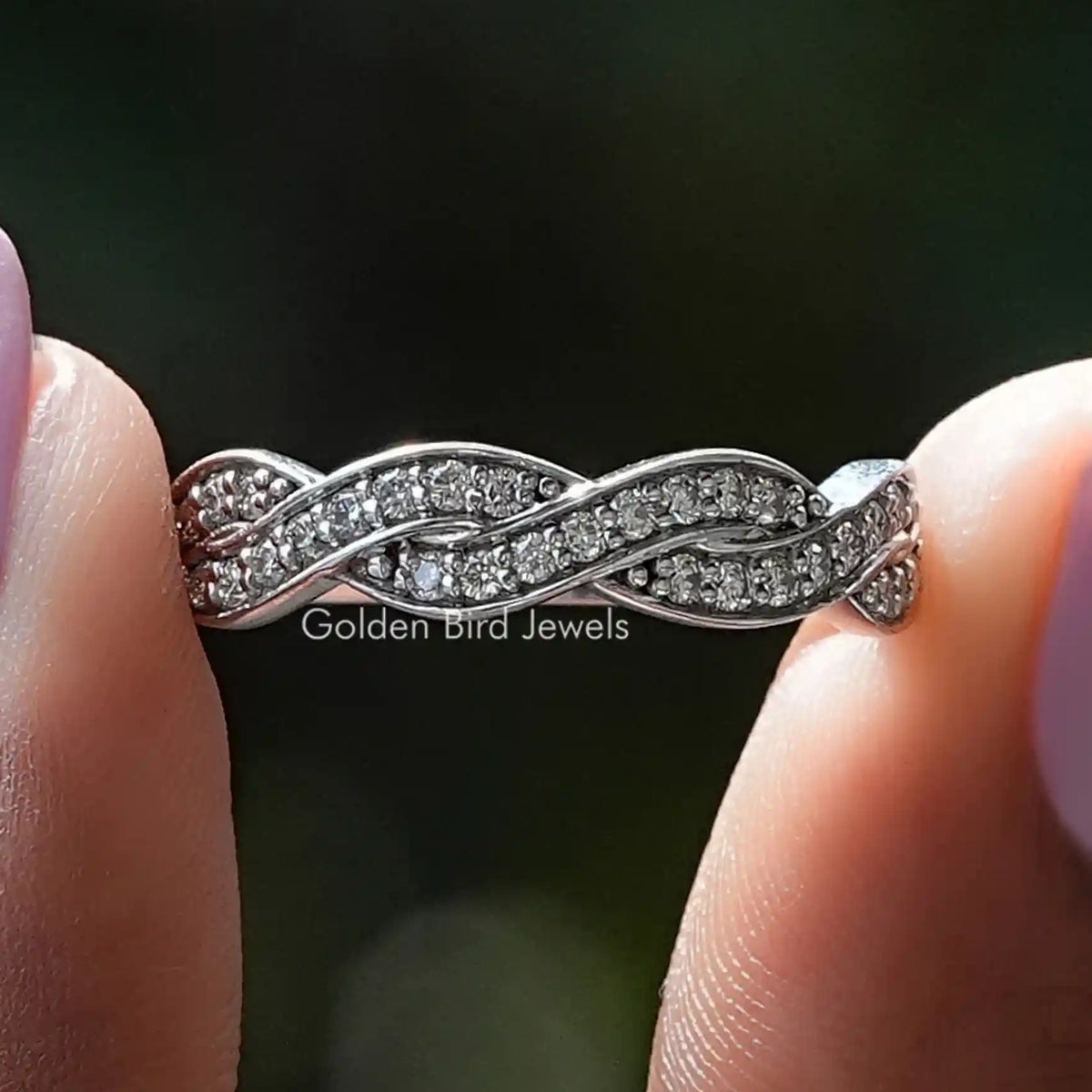 Round Moissanite Infinity Twisted Eternity Band