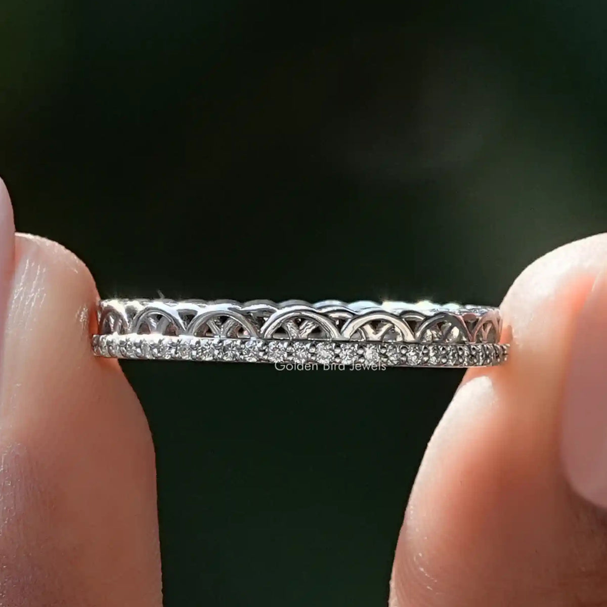 Colorless Round Moissanite Stacking Band