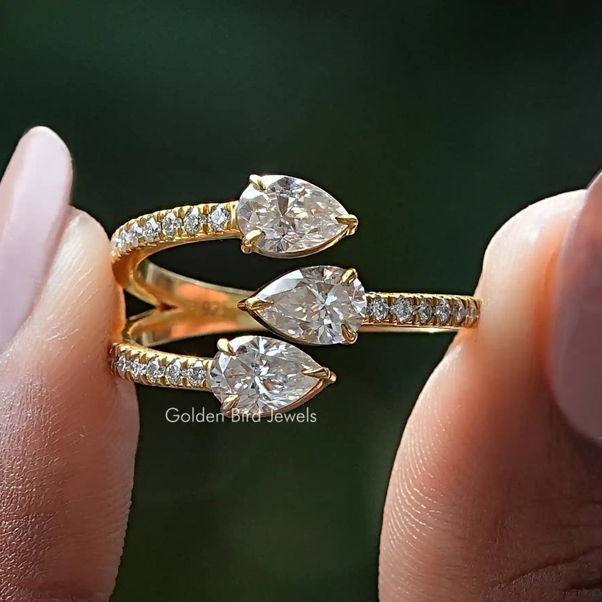 Pear Shaped Moissanite Open Cuff Band