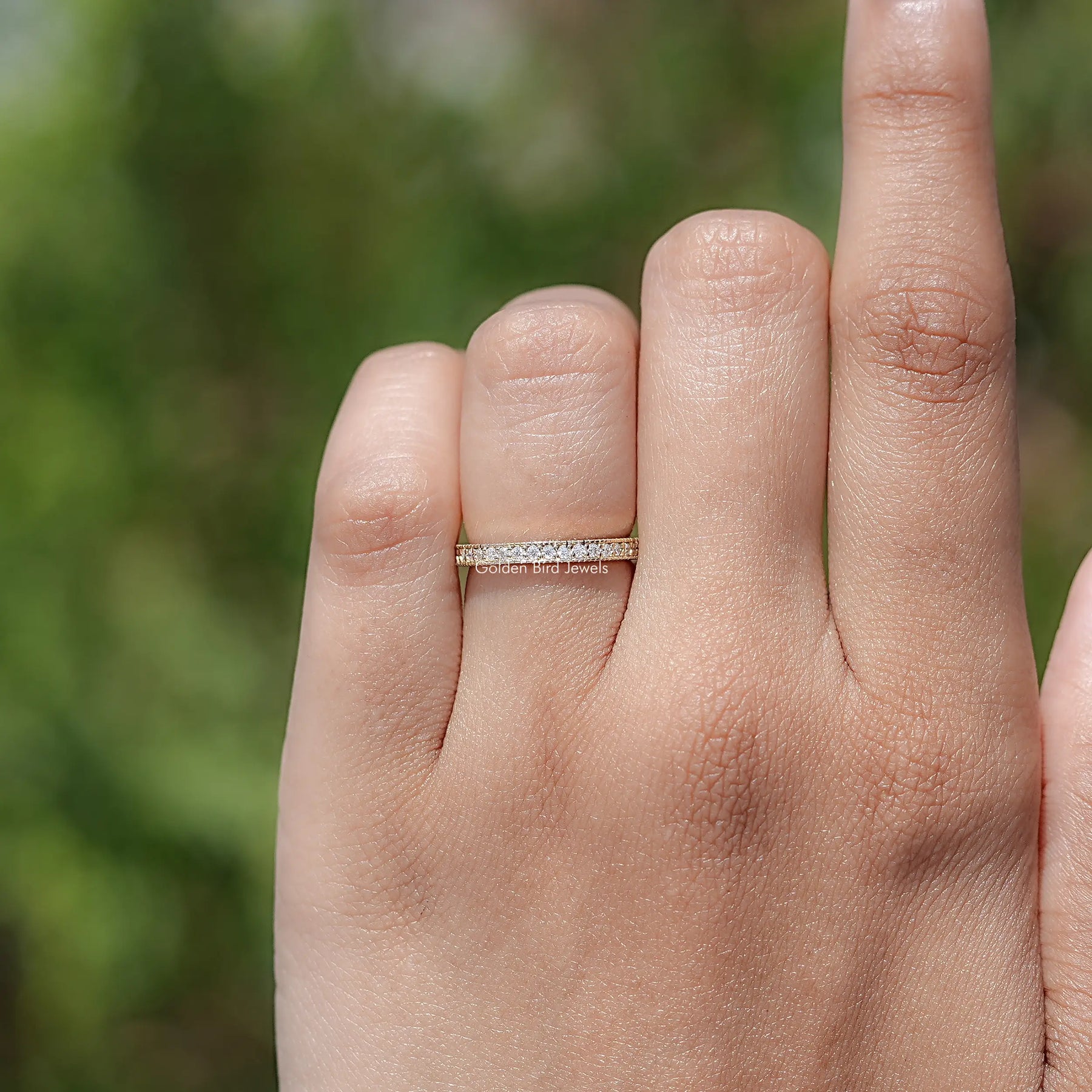 Round Cut Lab Diamond Full Eternity Wedding Band