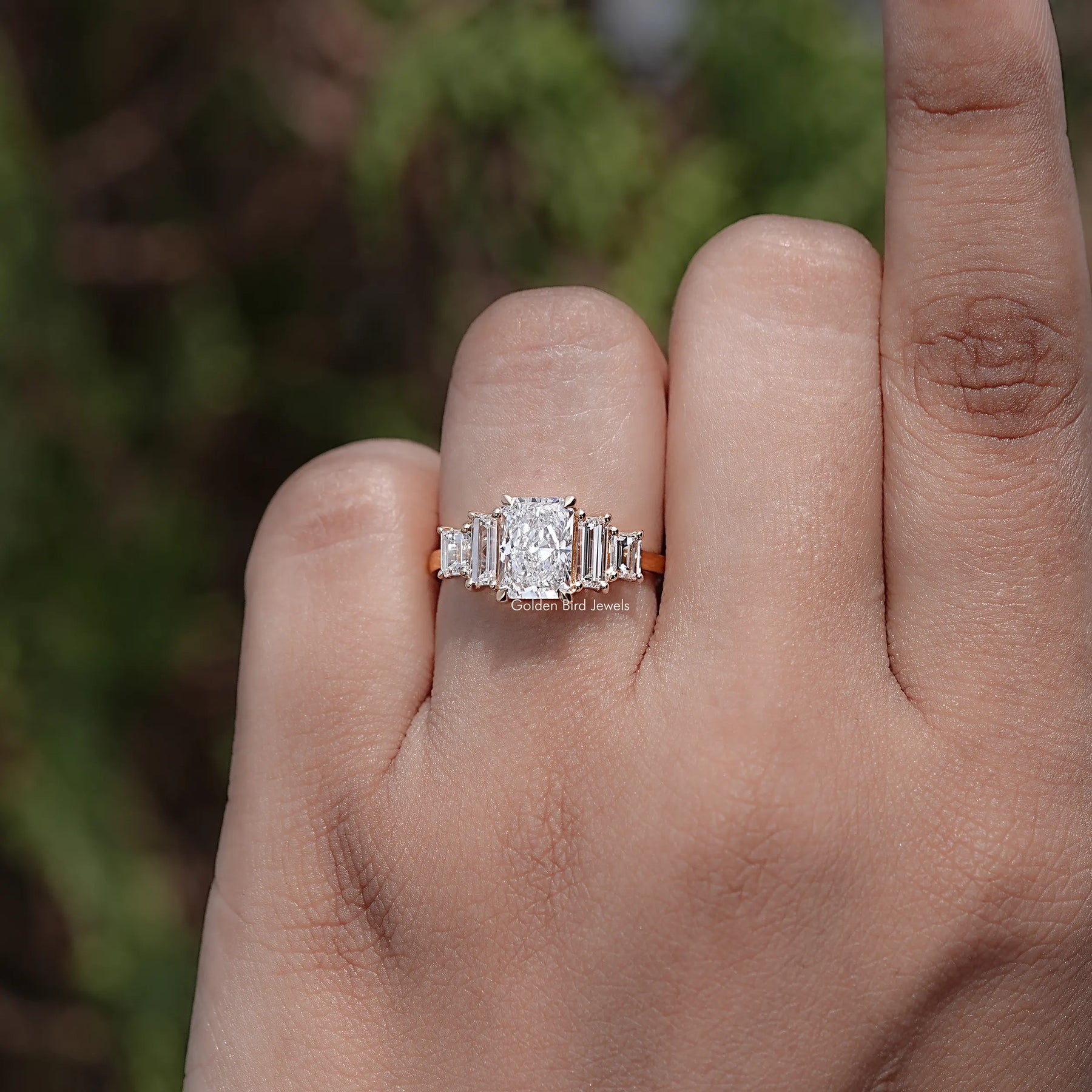 Top view of Five Stone Engagement Ring