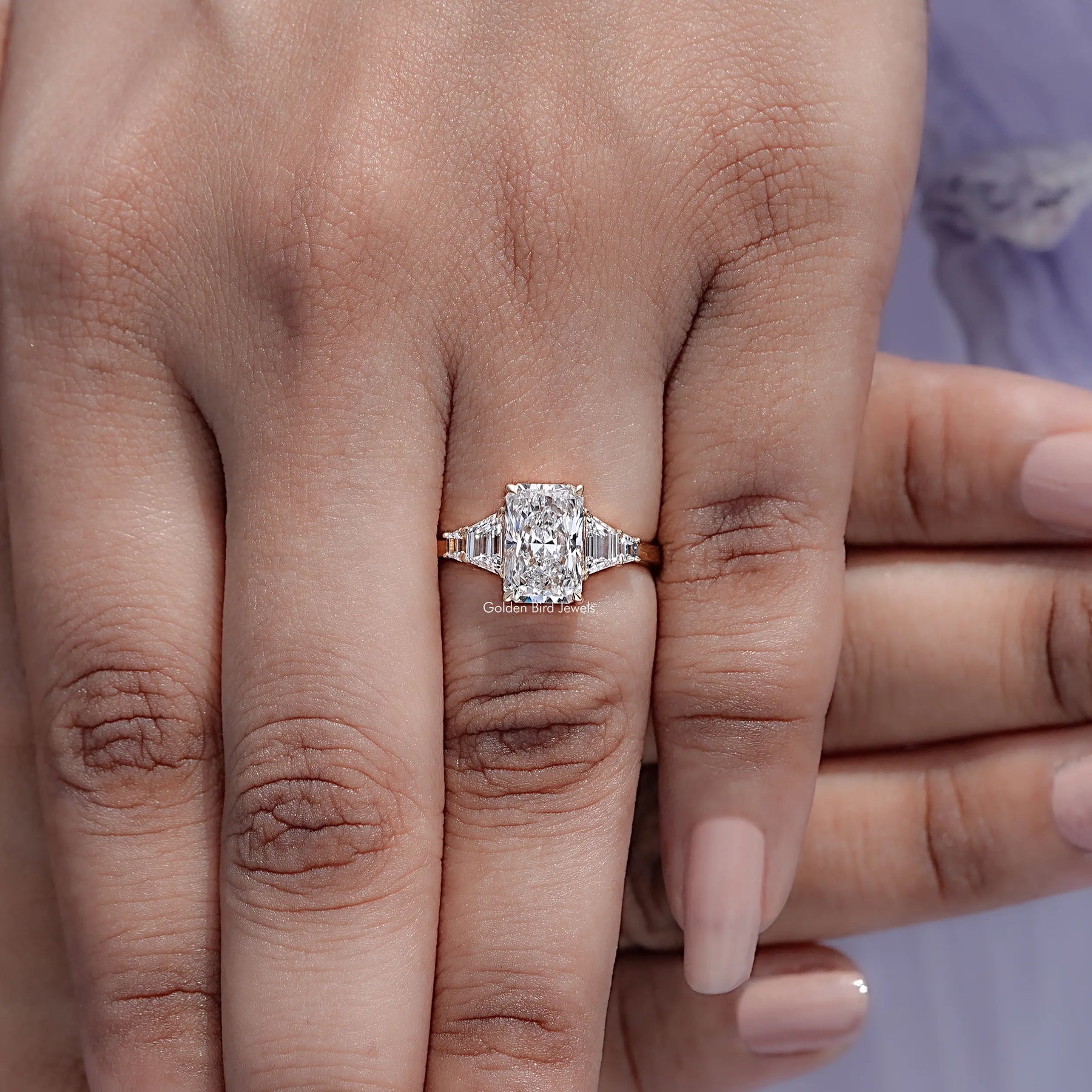 Radiant And Step Cut Trapezoid Lab Diamond Ring