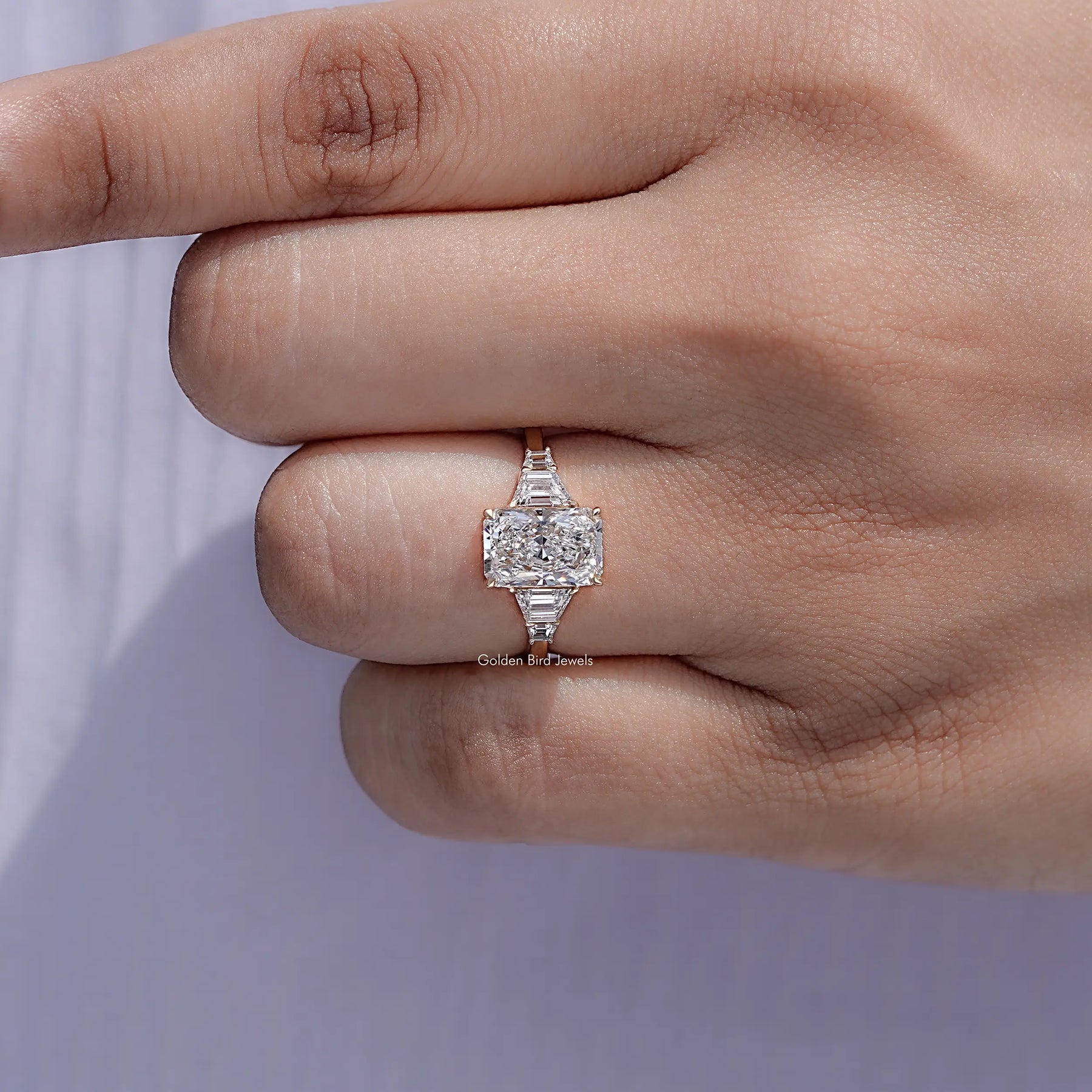 Radiant And Step Cut Trapezoid Lab Diamond Ring