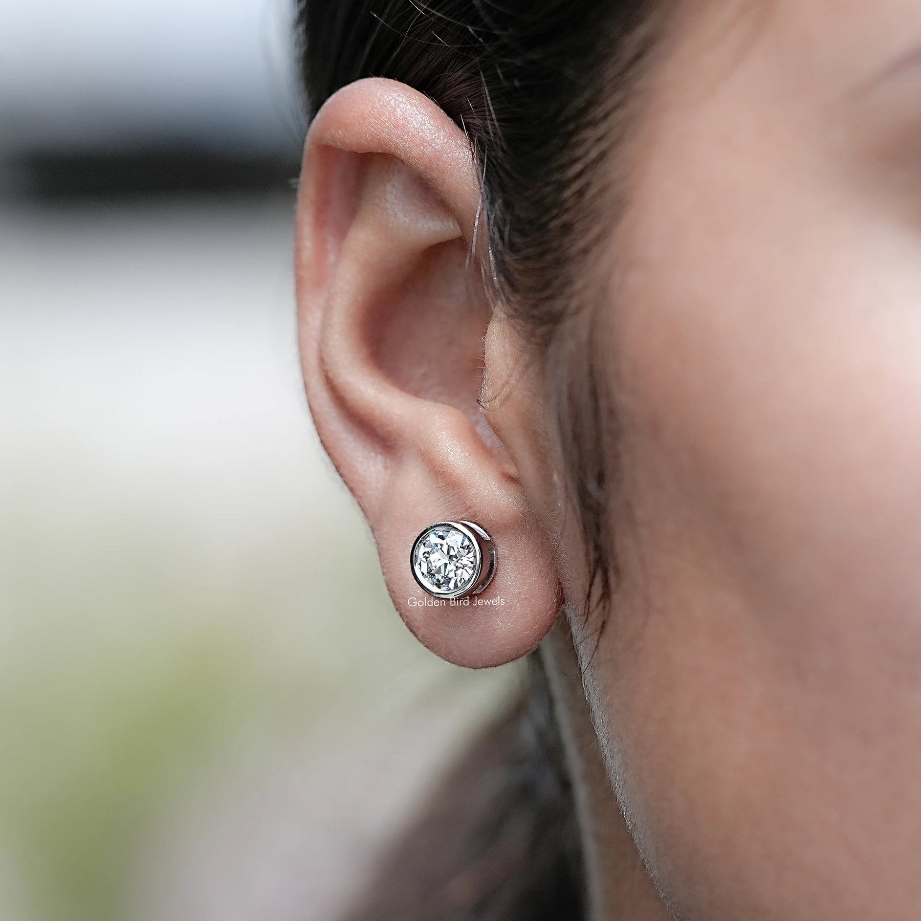Old European Cut Round Lab Diamond Stud Earrings