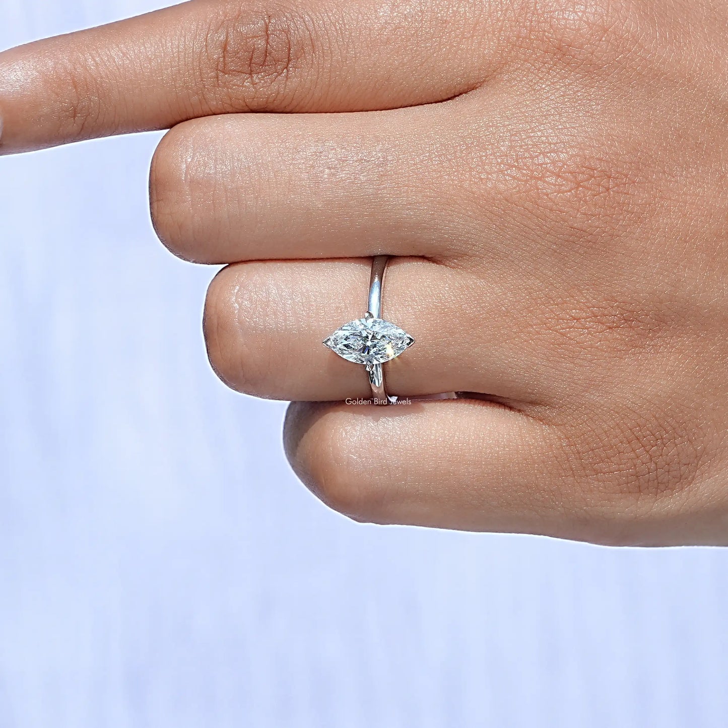 Close-Up view of Marquise Diamond Solitaire Engagement Ring