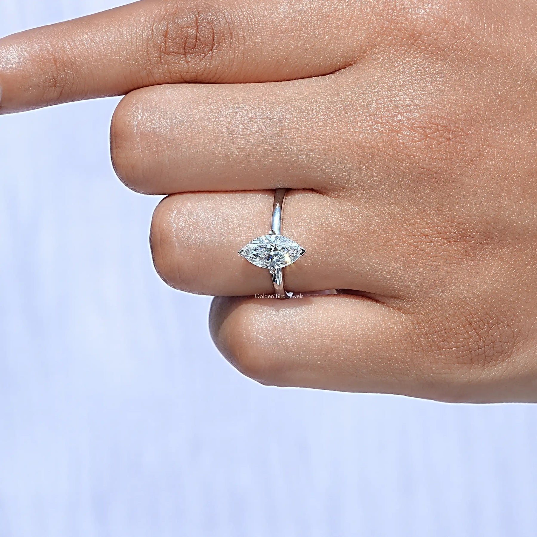 Close-Up view of Marquise Diamond Solitaire Engagement Ring