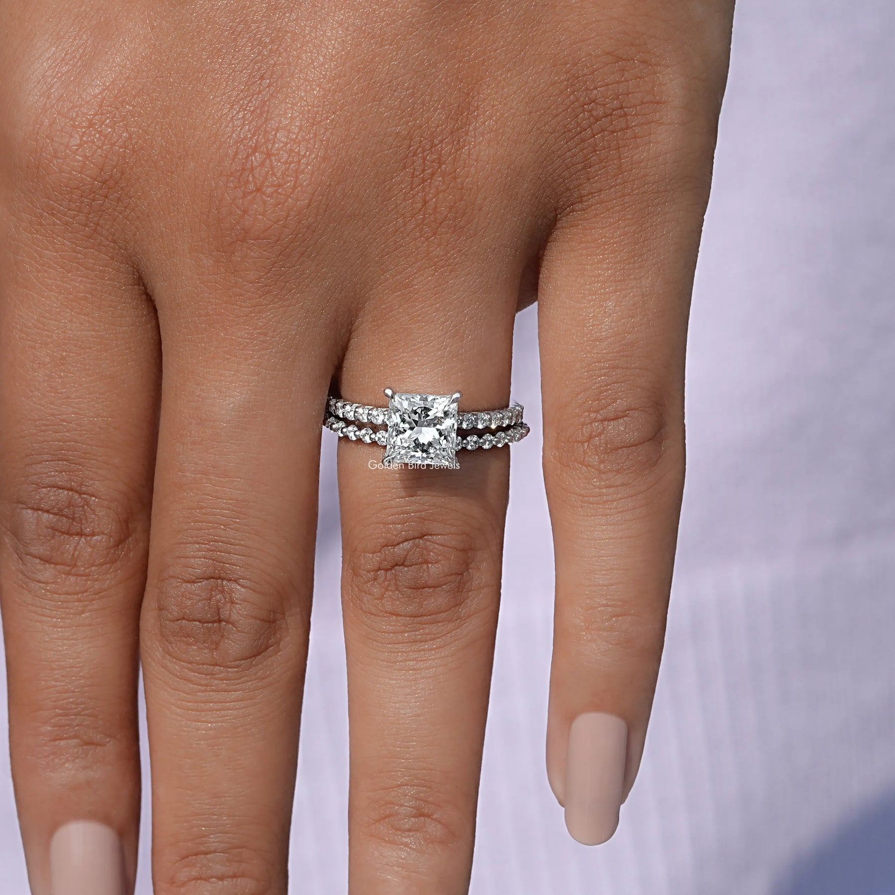 Front View A Princess Cut Lab Grown Diamond Ring