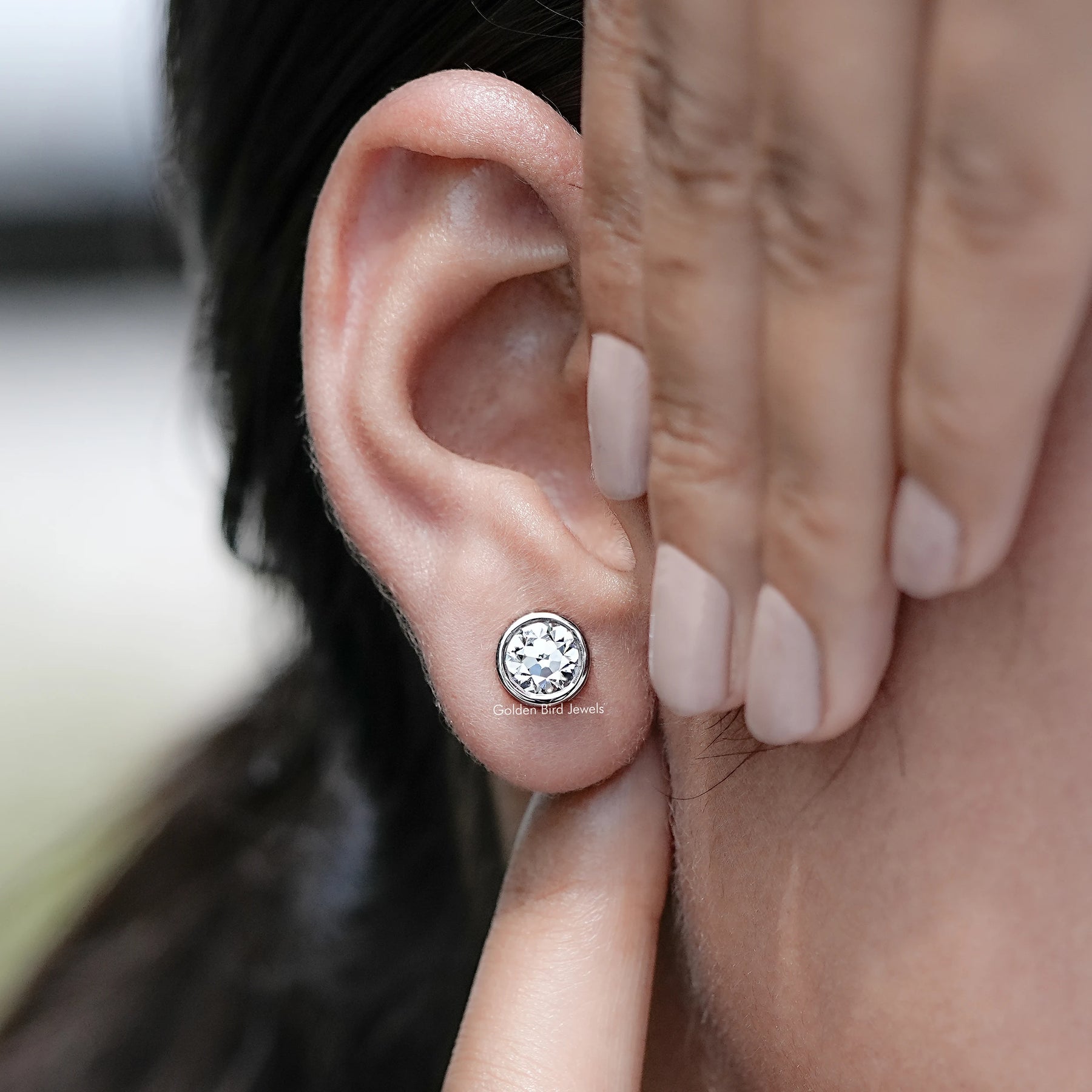 Old European Cut Round Lab Diamond Stud Earrings