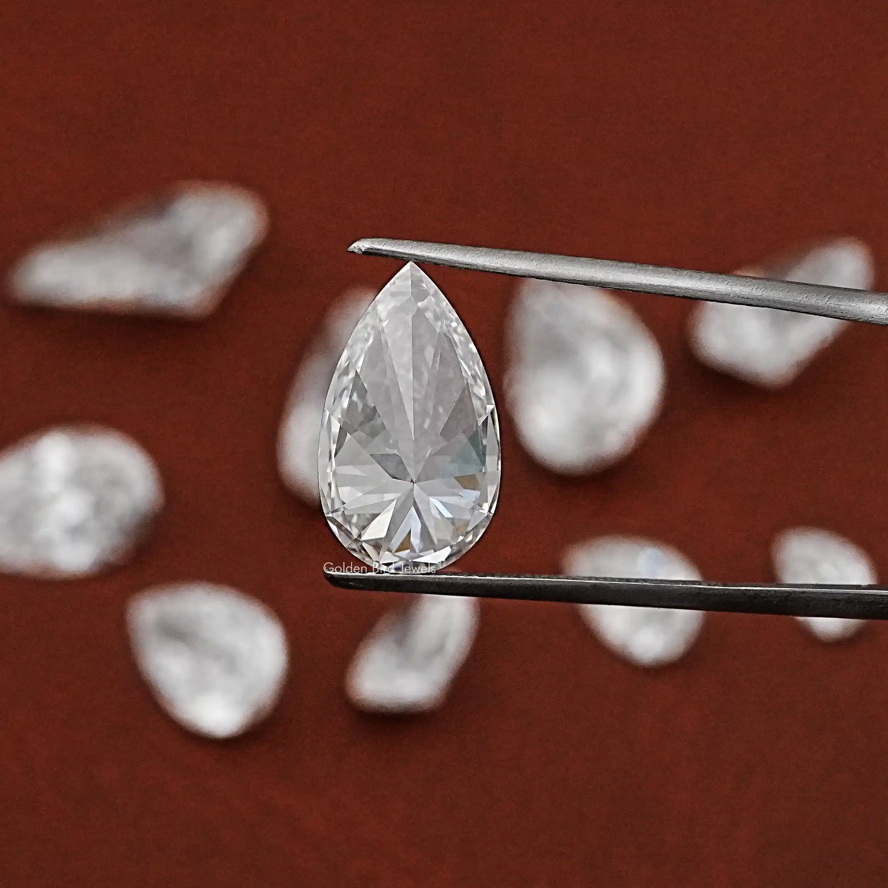 Front View Of Pear Lab Grown Diamond In White