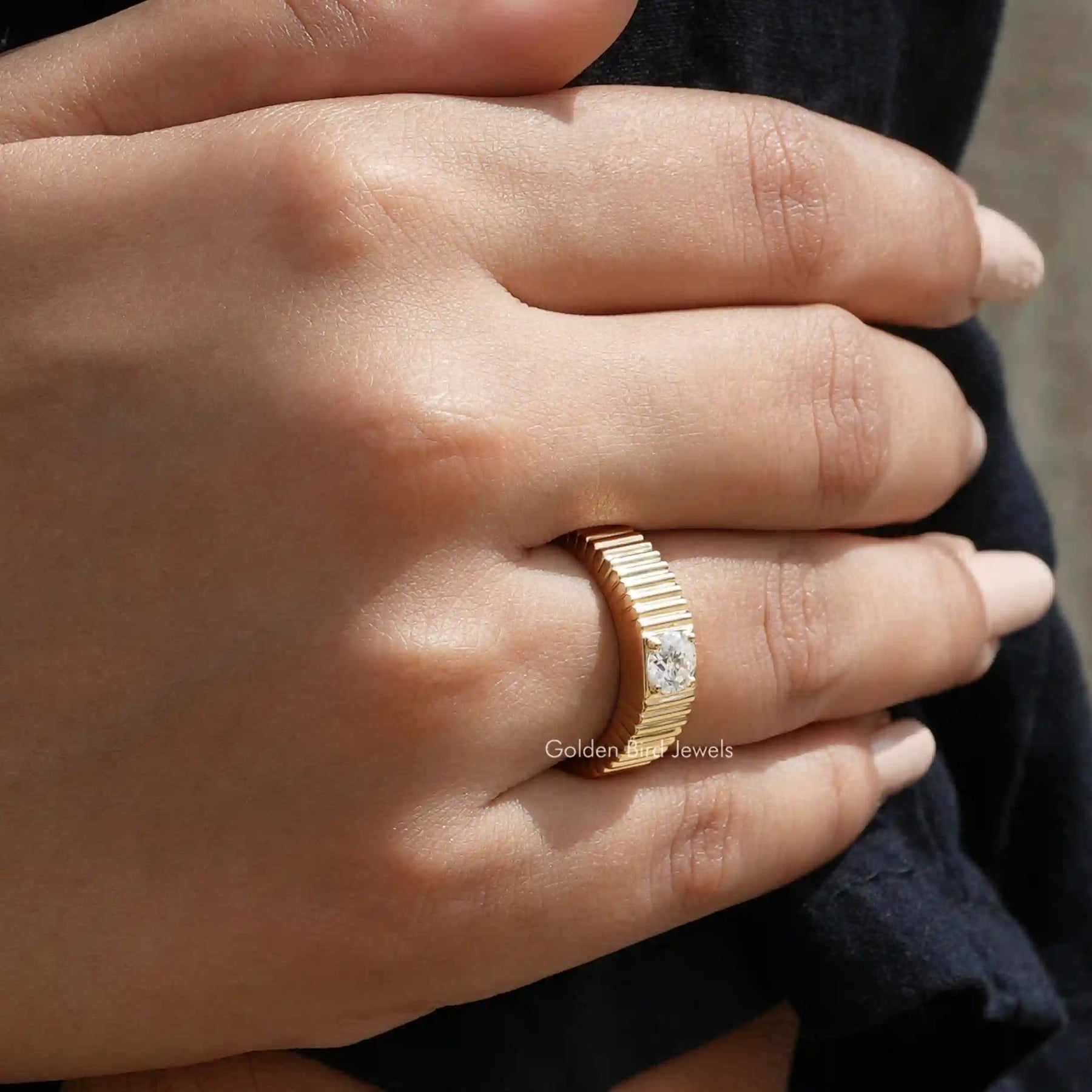 View of Round Cut Lab Grown Solittaire Engagement Ring In Finger
