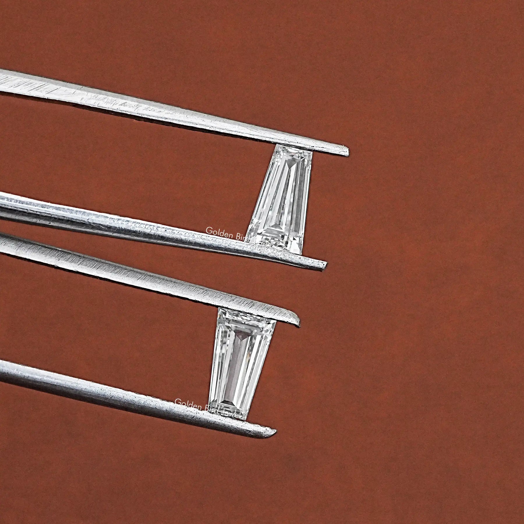 Close-Up View of Lab Grown Baguette Loose Diamond In White
