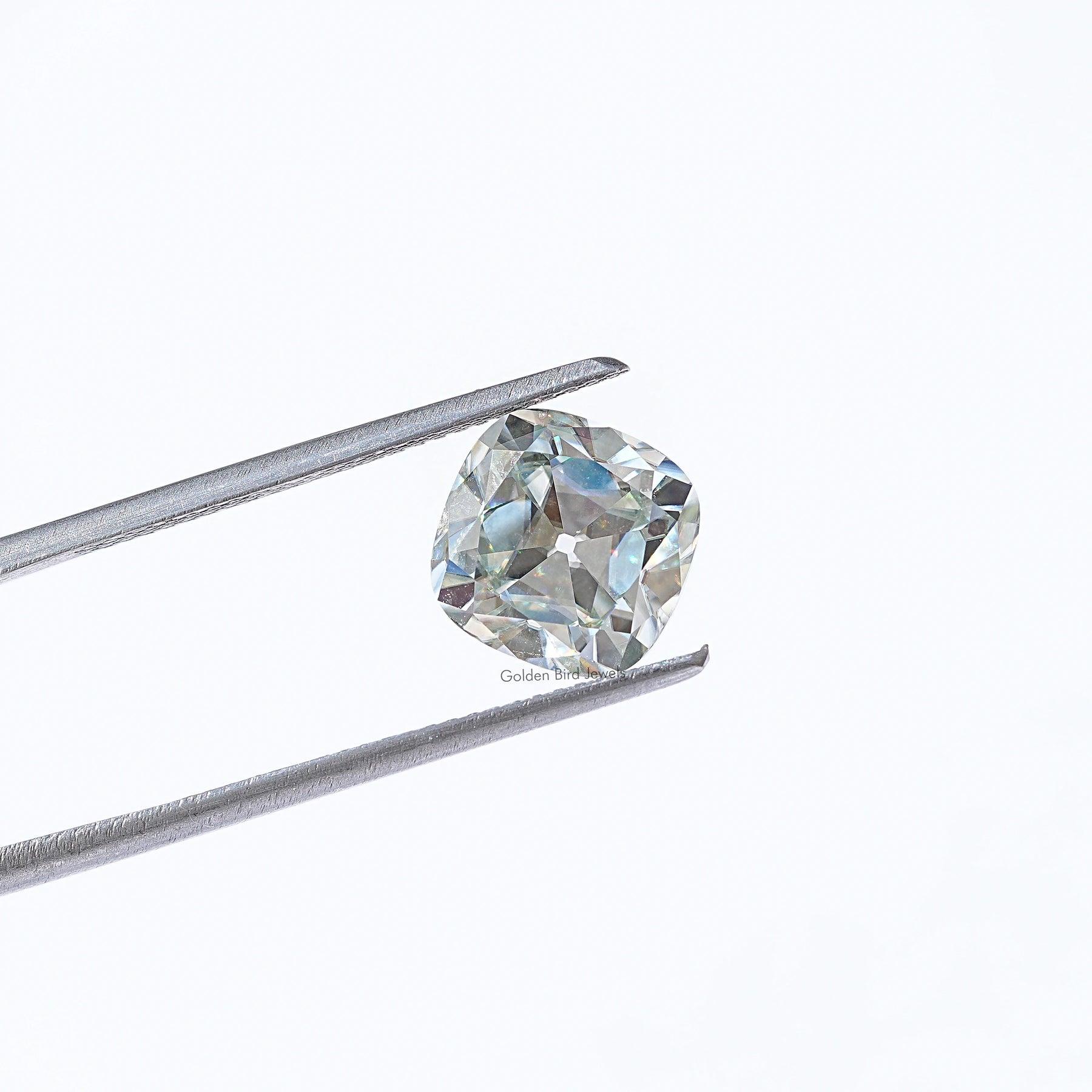 In Tweezer View Of Cushion Cut Loose Moissanite