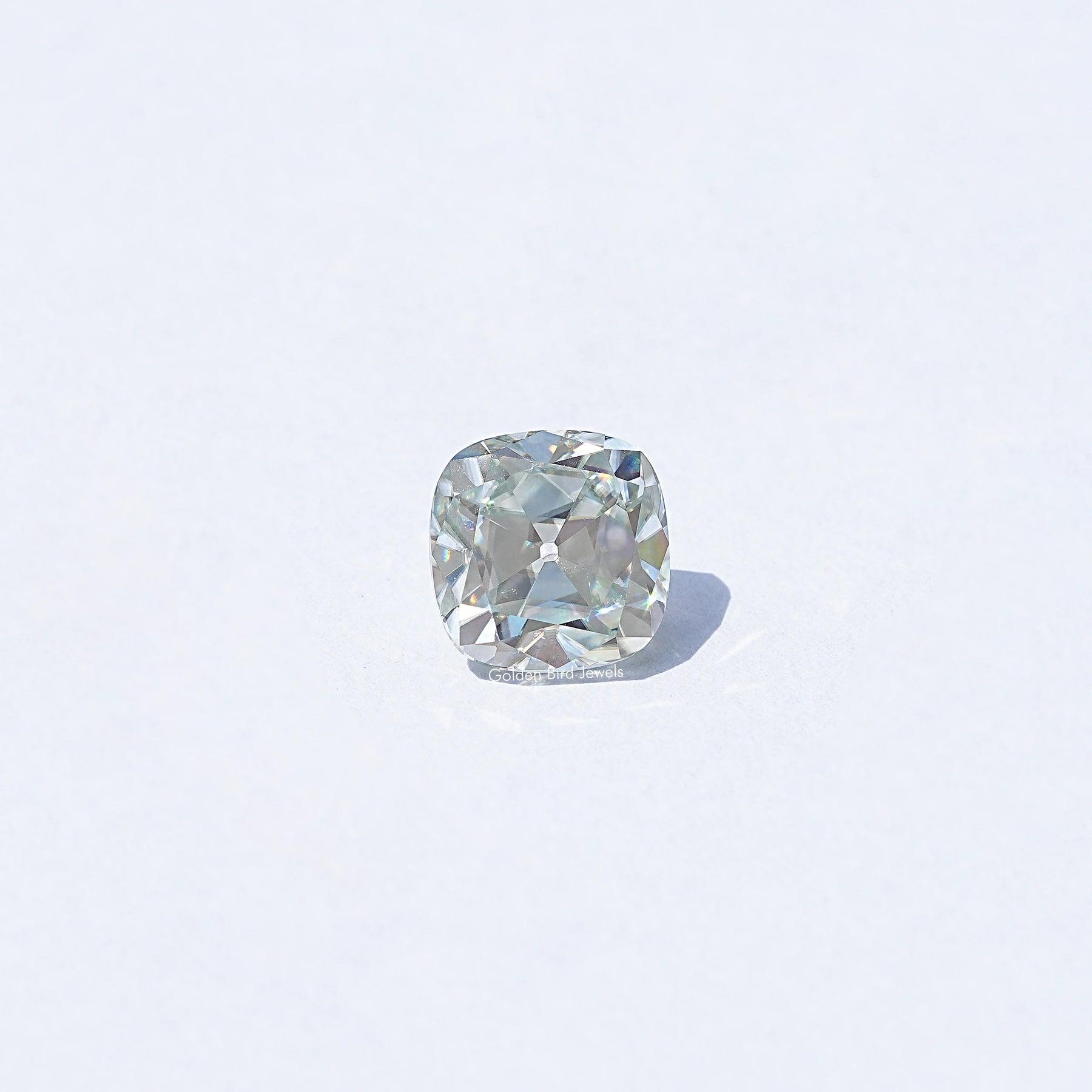 Detailed View Of Light Blue Cushion Cut Loose