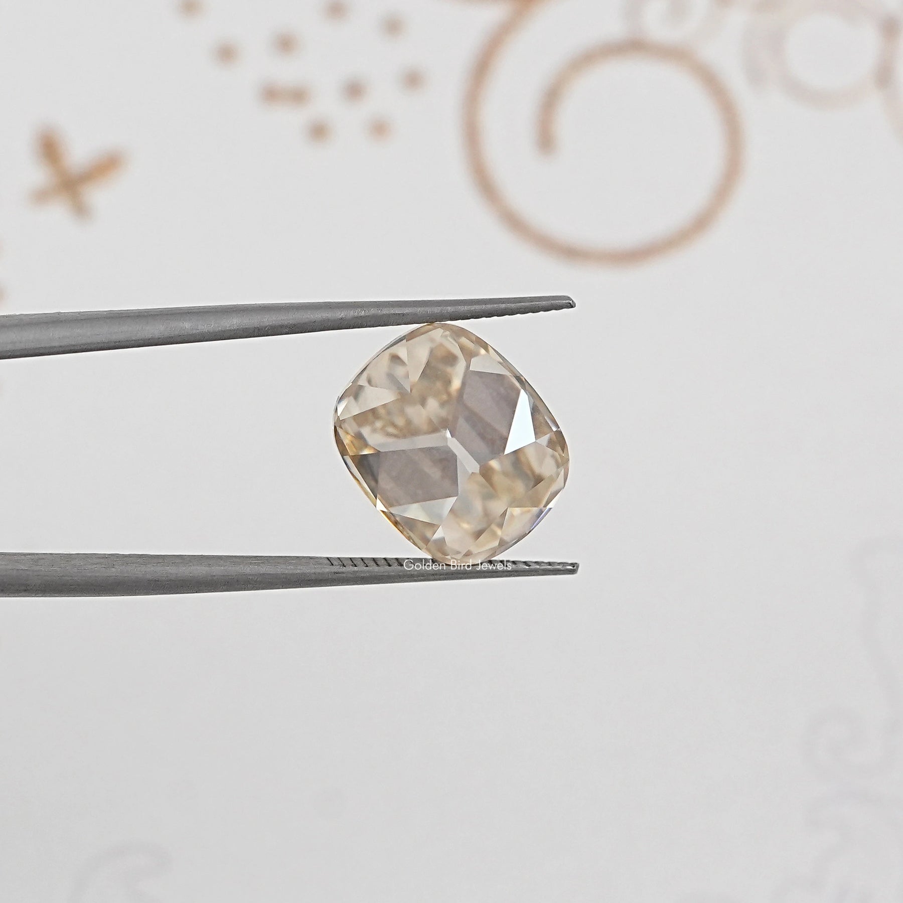 Back View Of Old Mine Cushion Loose Moissanite Stone