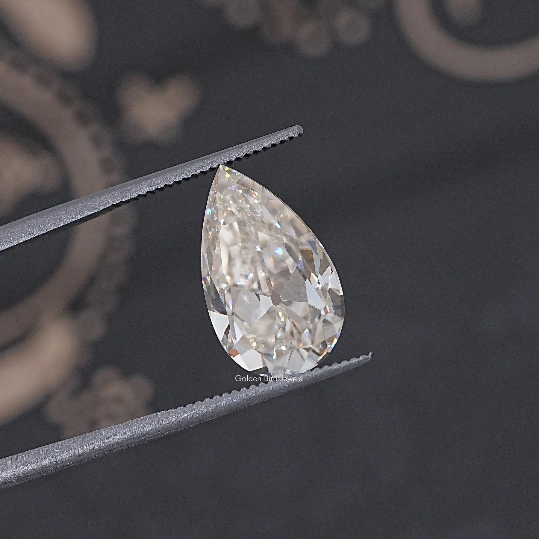 Back View Of Old Mine Pear Cut Loose Moissanite Stone