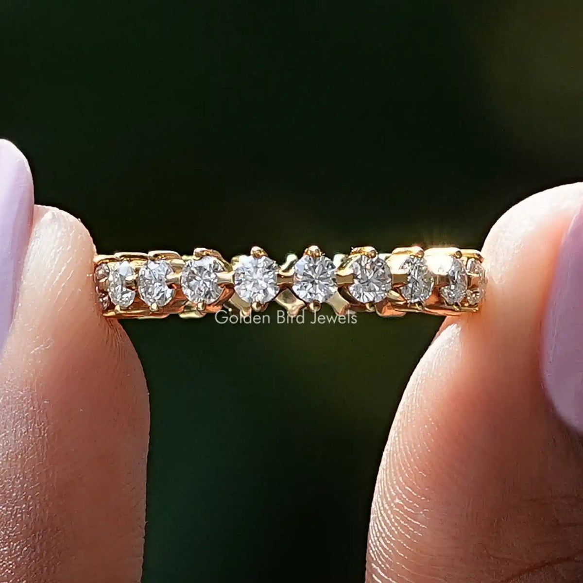 Round Cut Moissanite Wedding Band