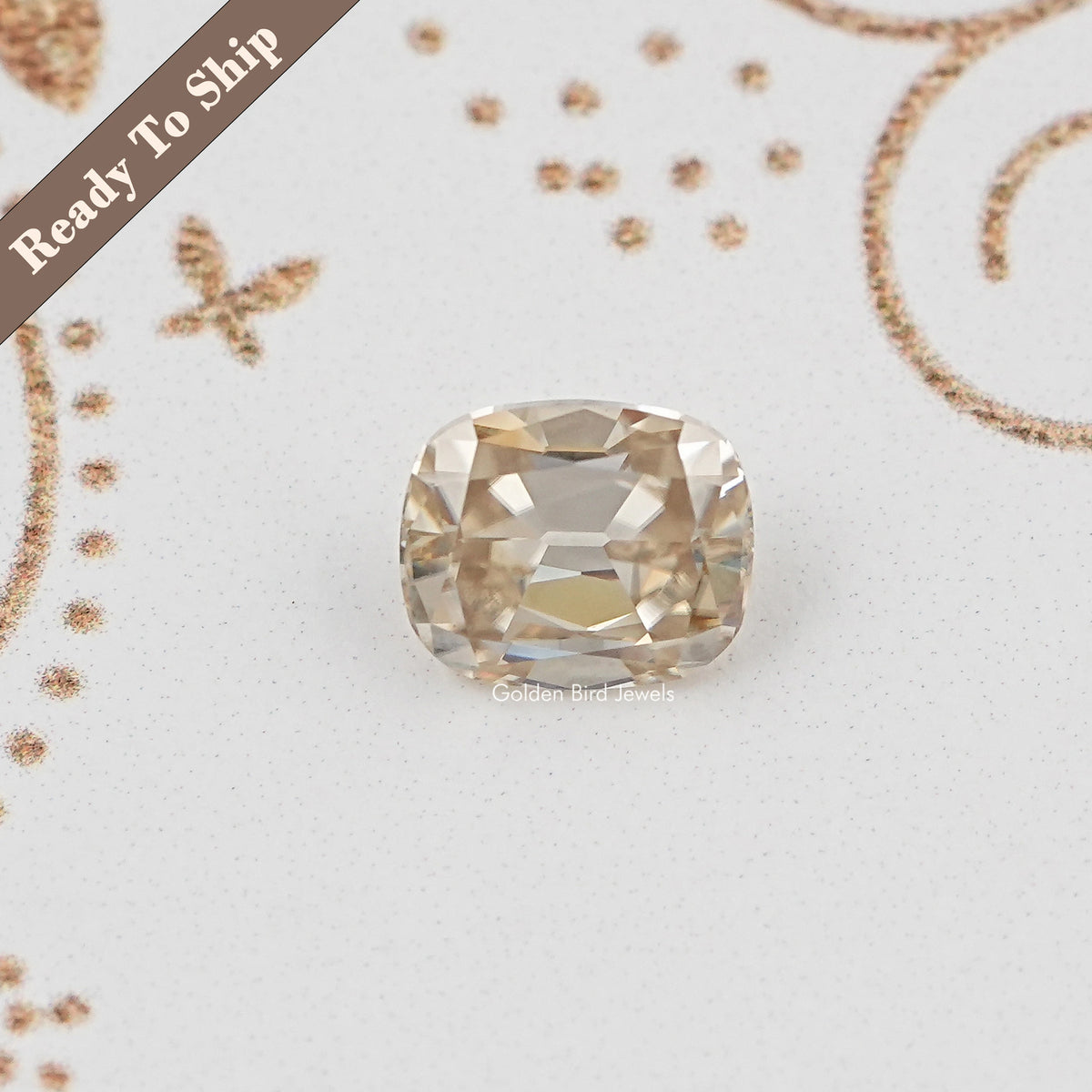 View Of yellow Old Mine Cushion Loose Moissanite Stone