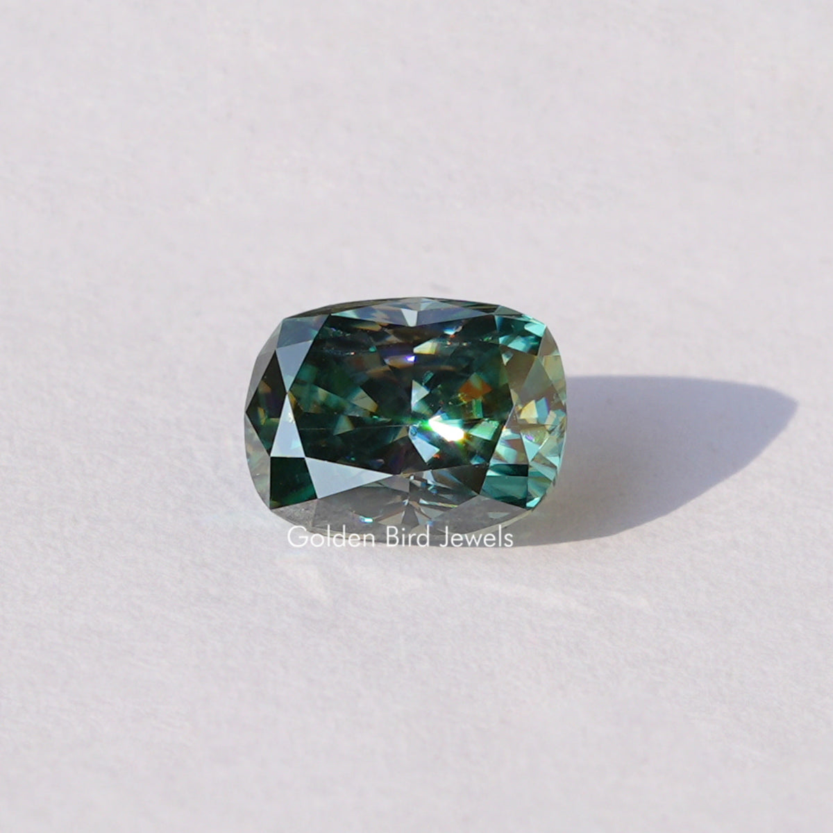 Blue Green Elongated Cushion Moissanite Loose Stone