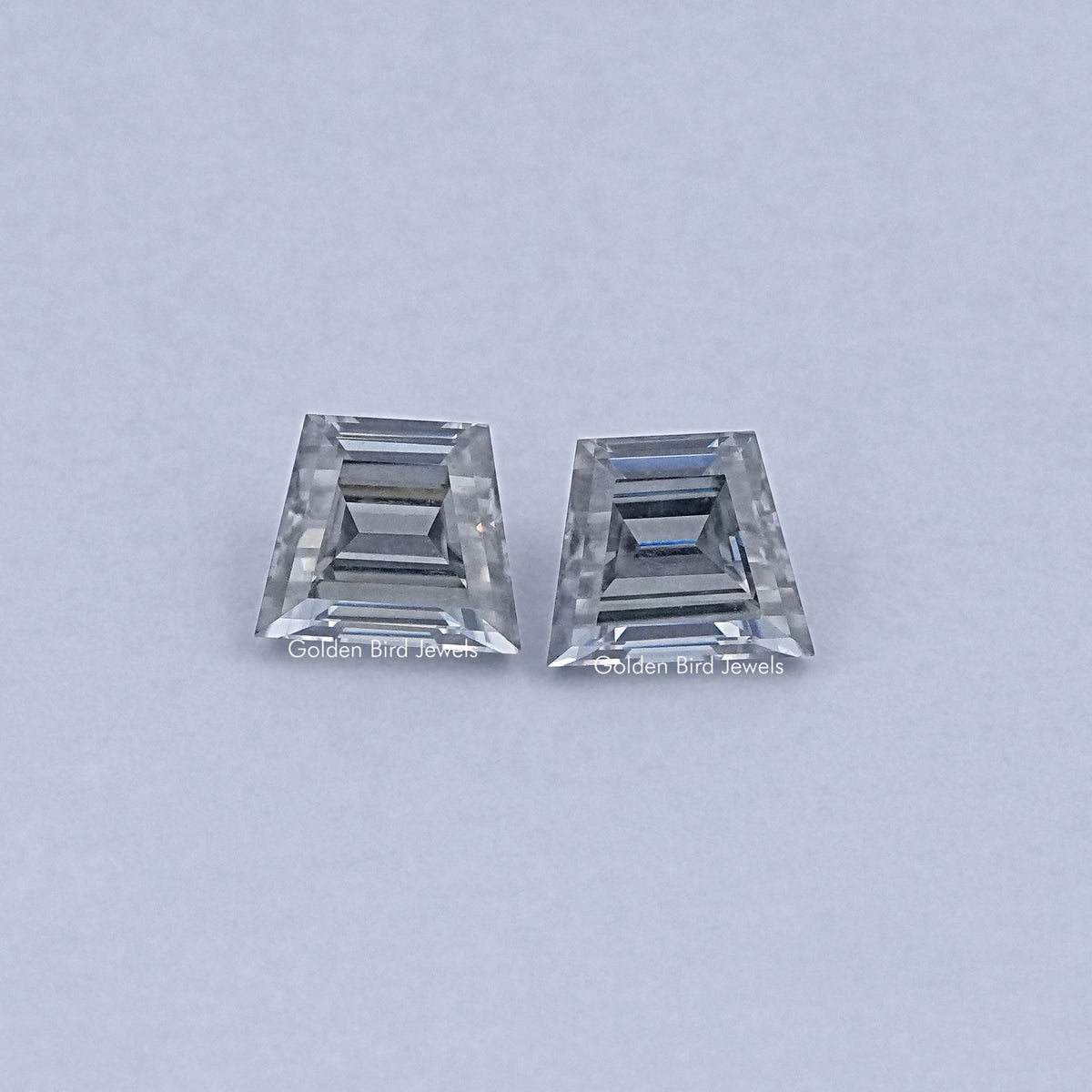 View Of Grey Trapezoid Cut Moissanite Loose Pair