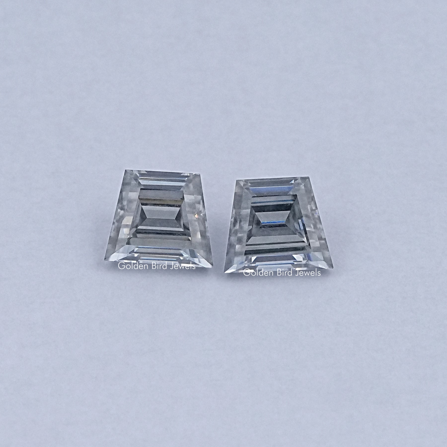 View Of Grey Trapezoid Cut Moissanite Loose Pair