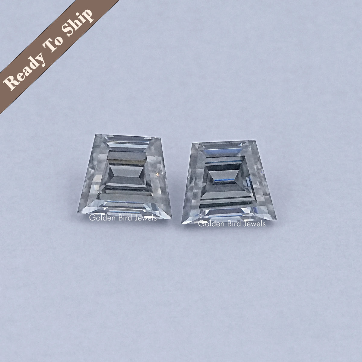 Grey Trapezoid Cut Moissanite Loose Pair
