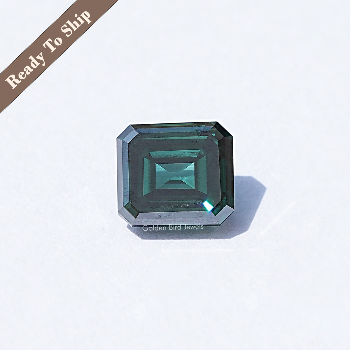 Dark Green Old Mine Asscher Loose Moissanite