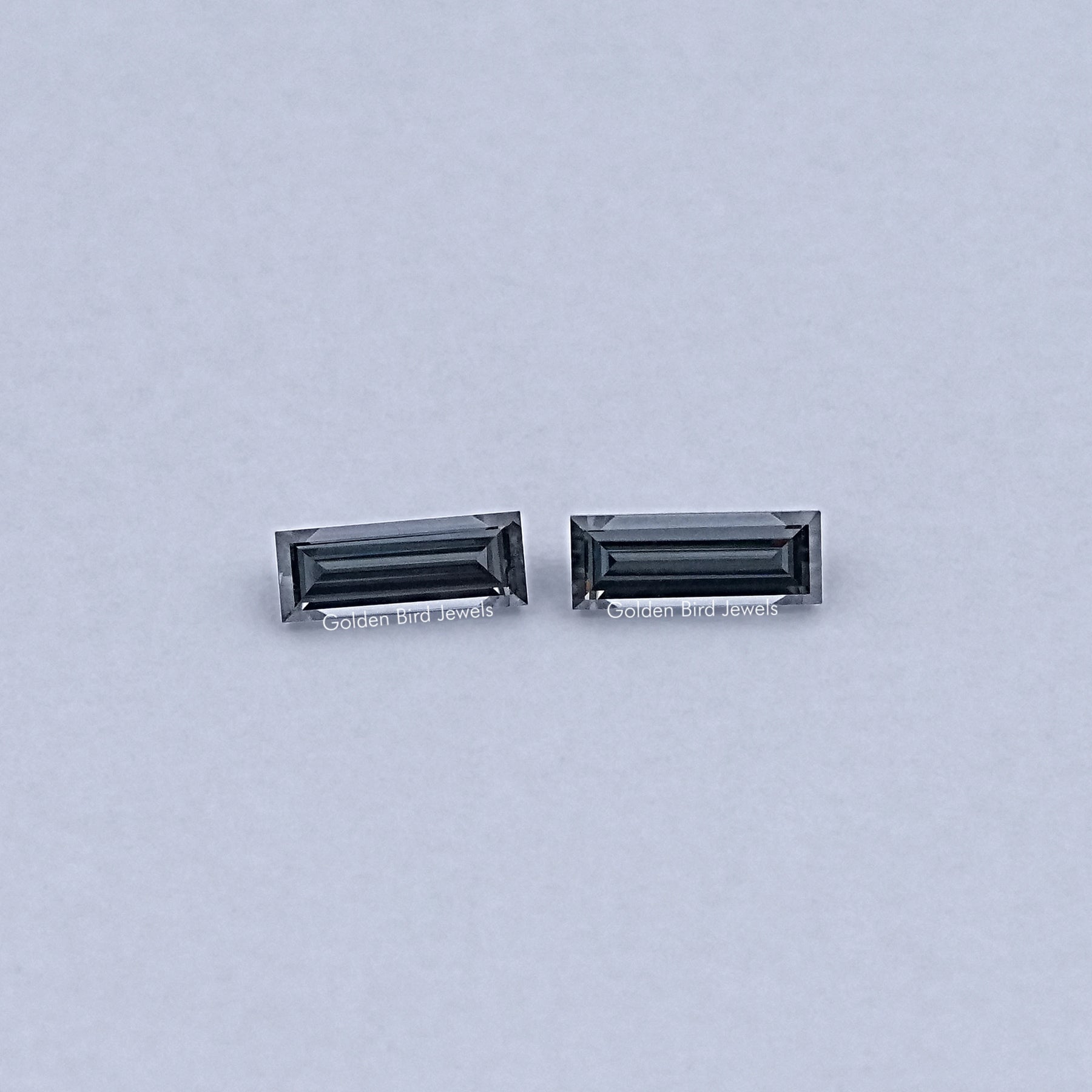 View Of Grey Baguette Cut Loose Moissanite Pair