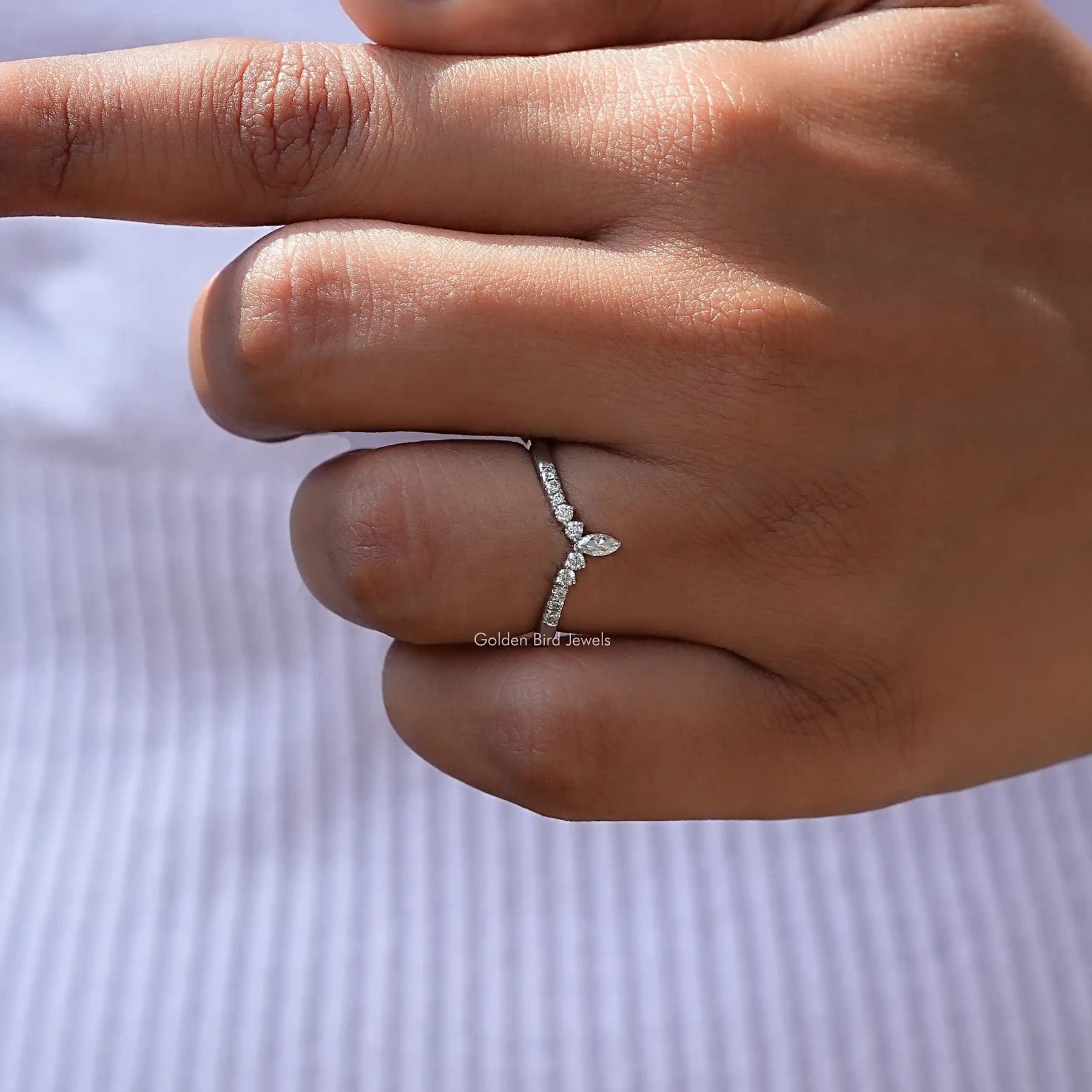 Marquise And Round Lab Diamond Chevron Band