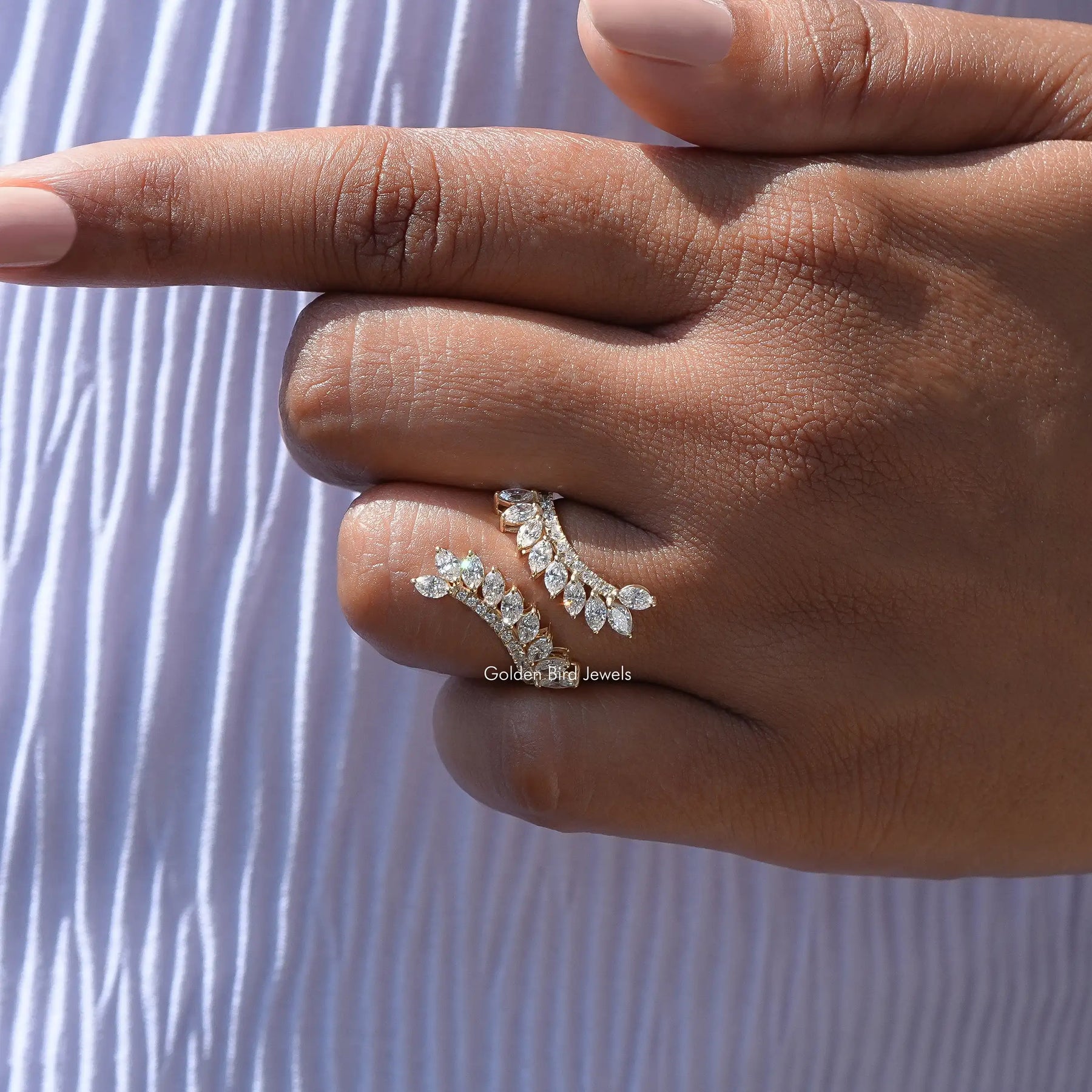 Lab Grown Marquise Cut Ring In Yellow Gold