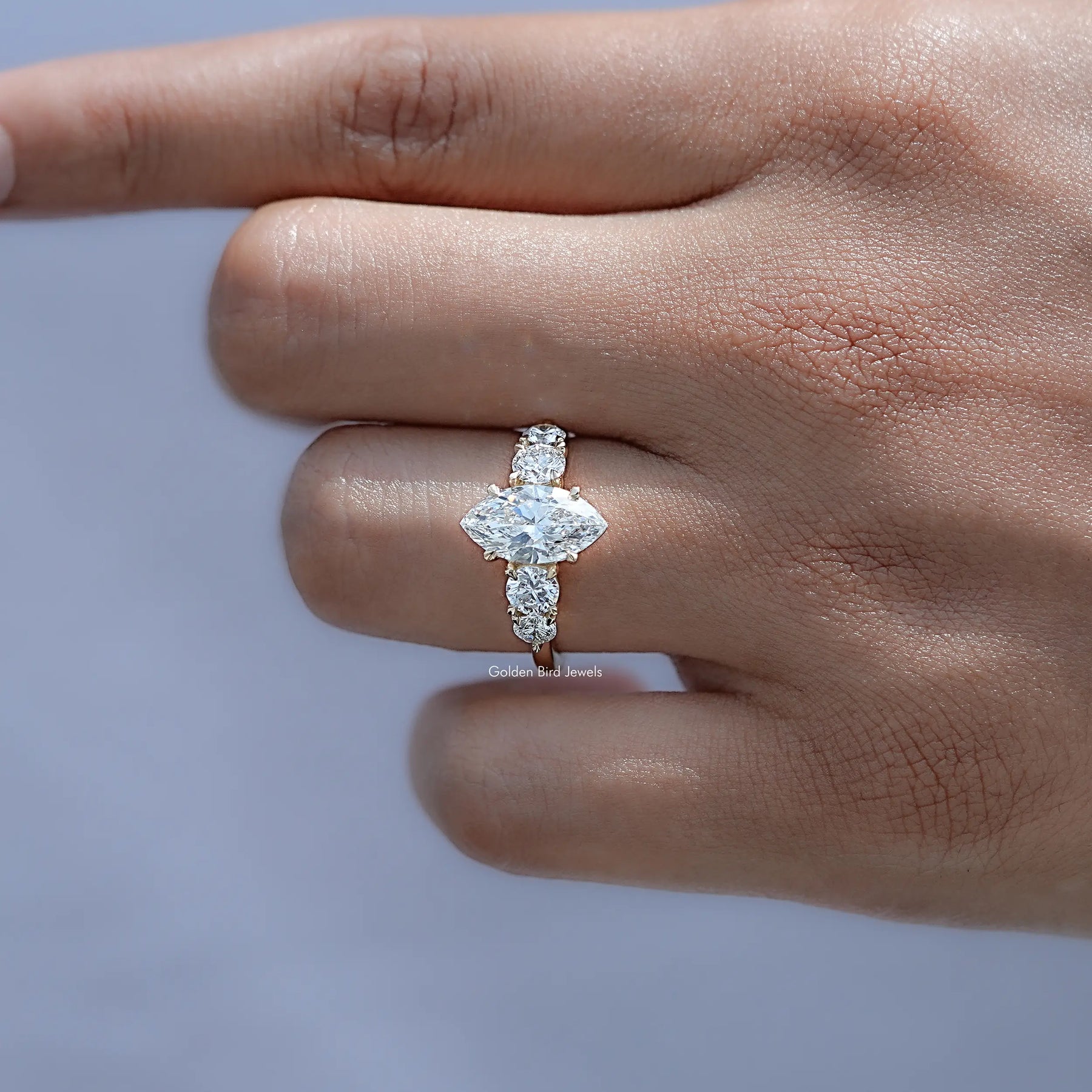 Detailed view of Marquise Lab Diamond Five Stone Ring