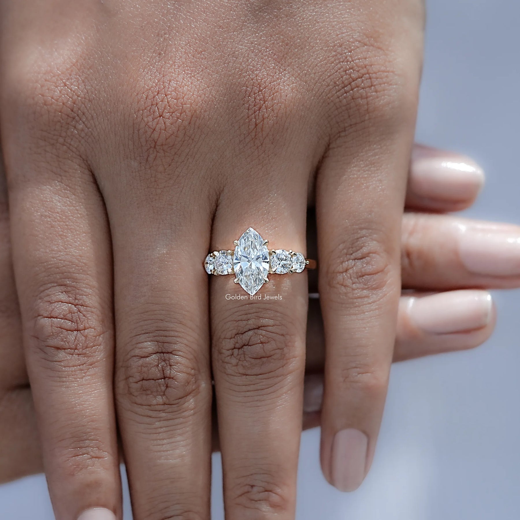 Top view of Marquise Diamond Five Stone Engagement Ring