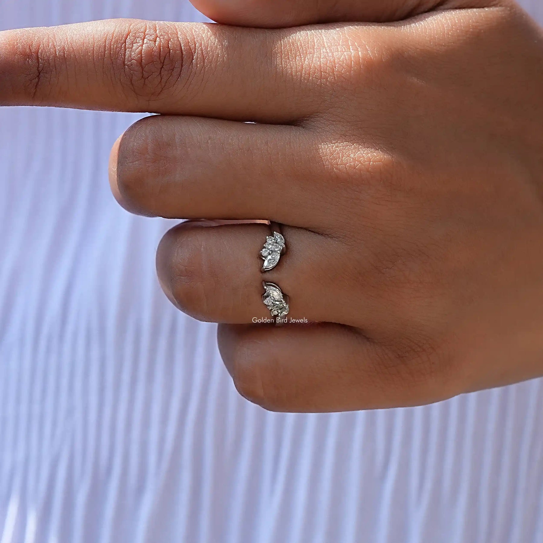 Marquise Lab Diamond Open Cuff Stacking Band