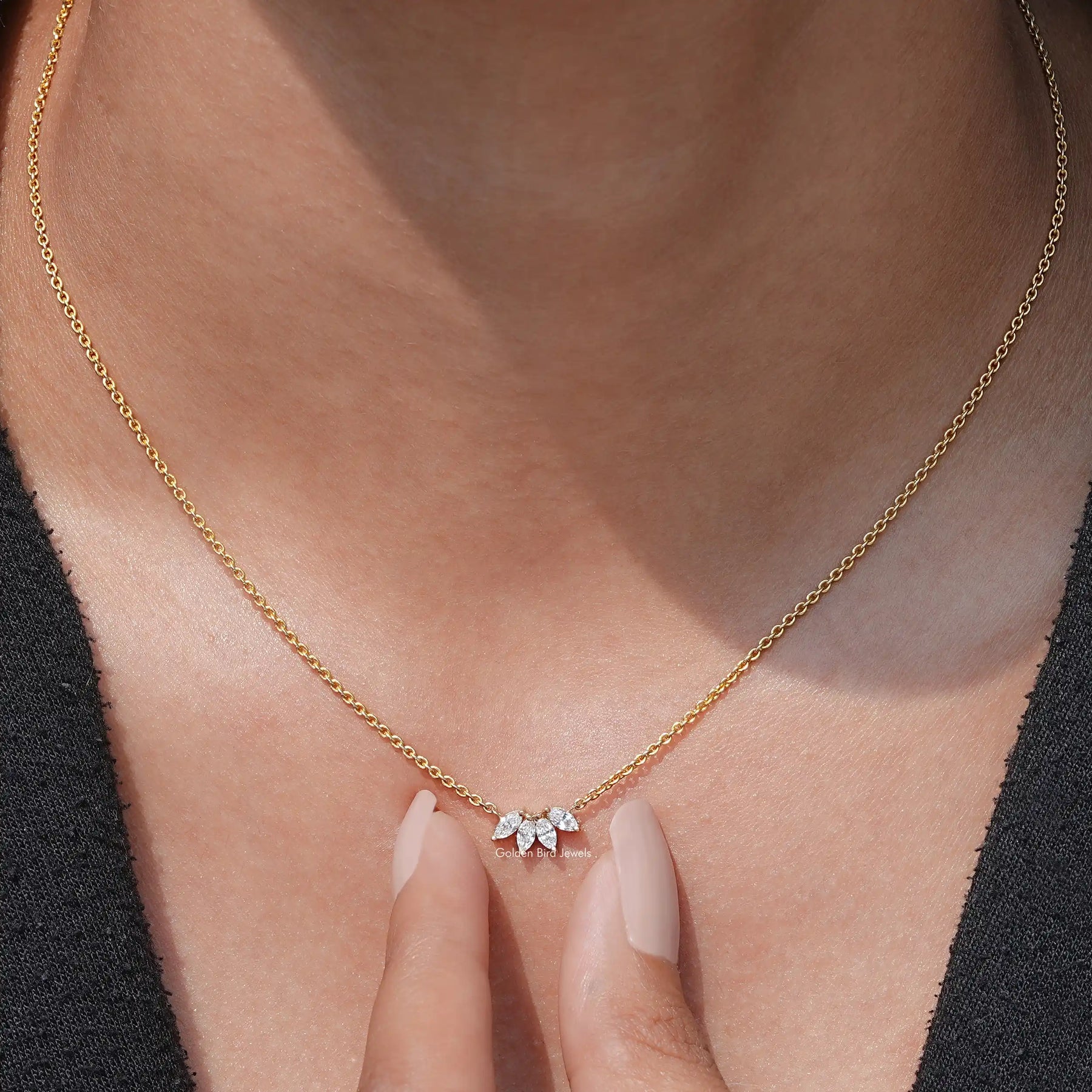 View of Marquise Cut Diamond Minimalist Pendant In of Women's