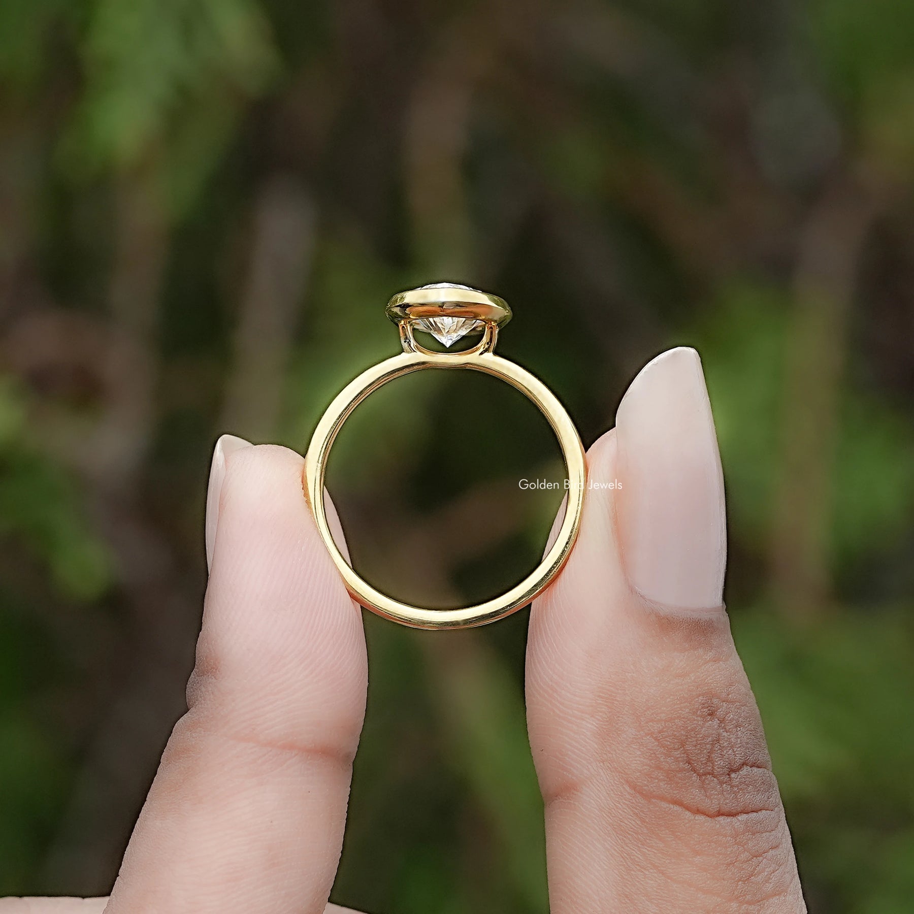 Marquise Cut Lab Diamond Bezel Set Ring