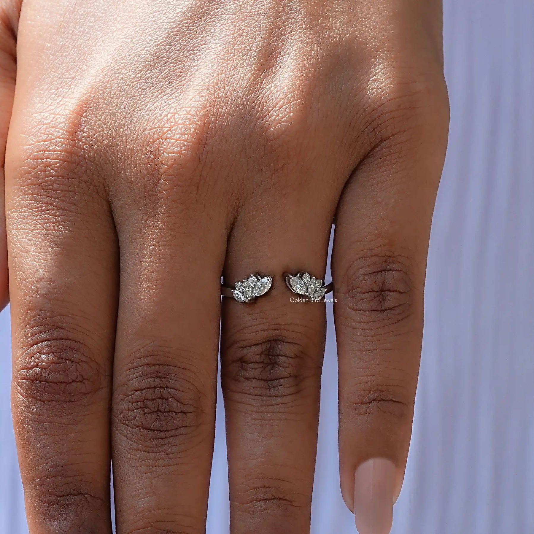 Marquise Lab Diamond Open Cuff Stacking Band