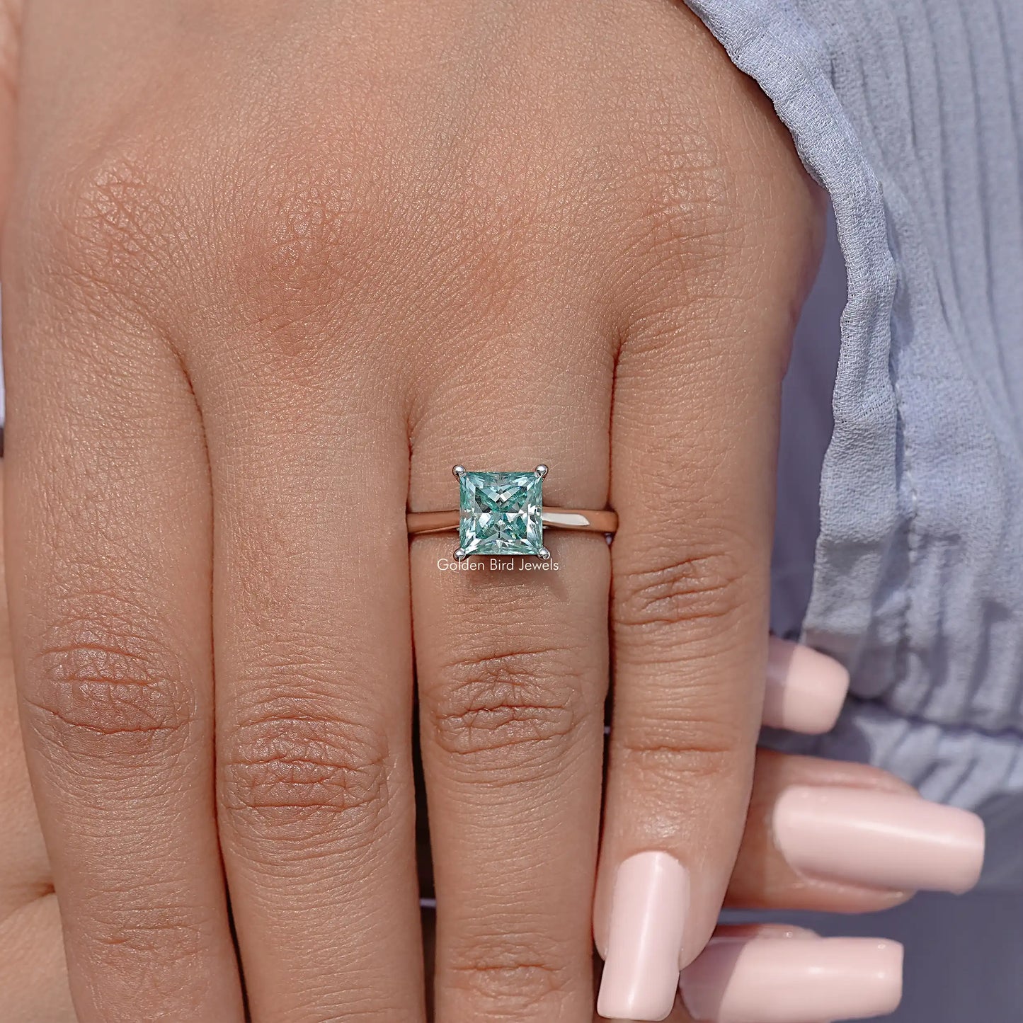 Princess Cut Moissanite Gemstone Solitaire Wedding Ring