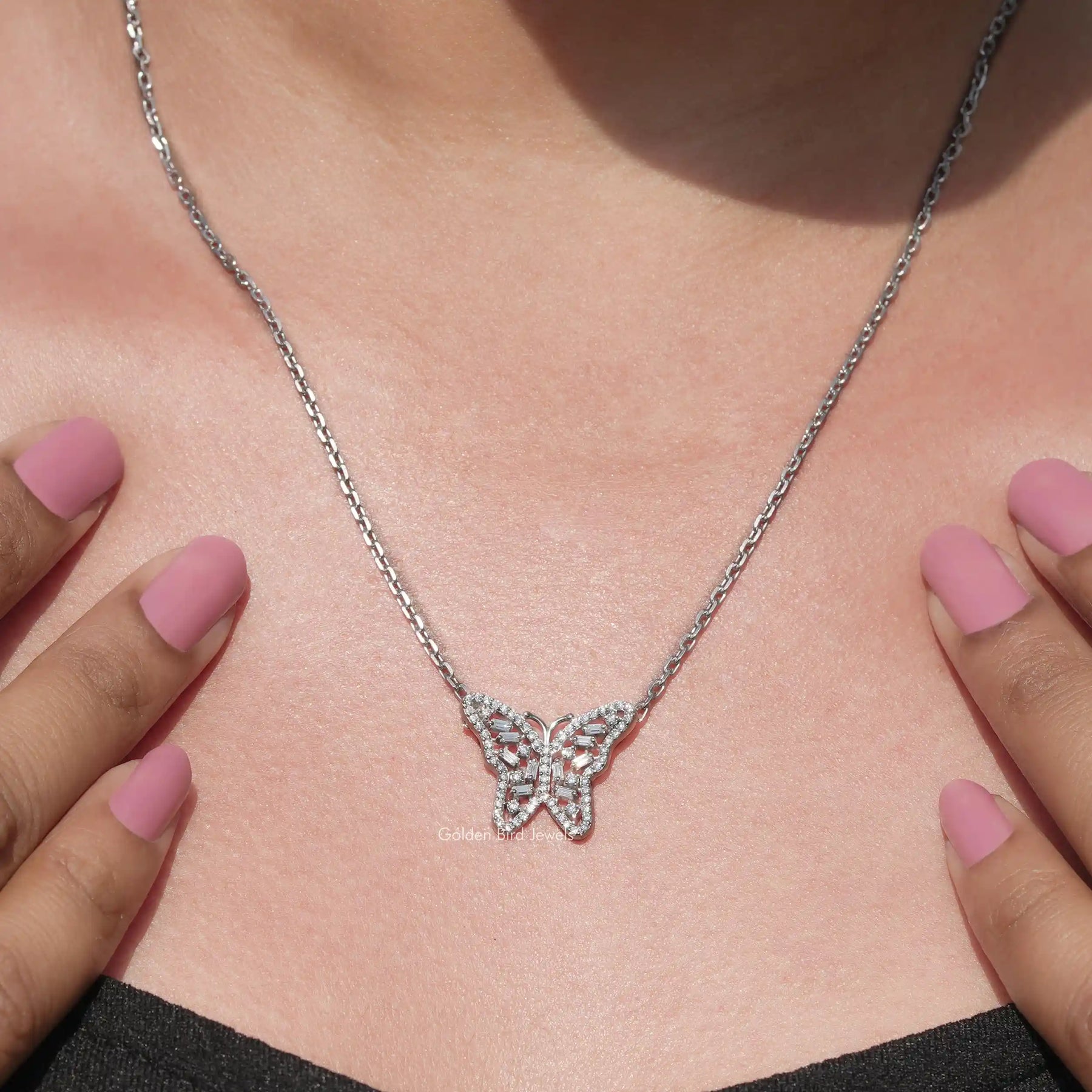 View of moissanite pendant for women