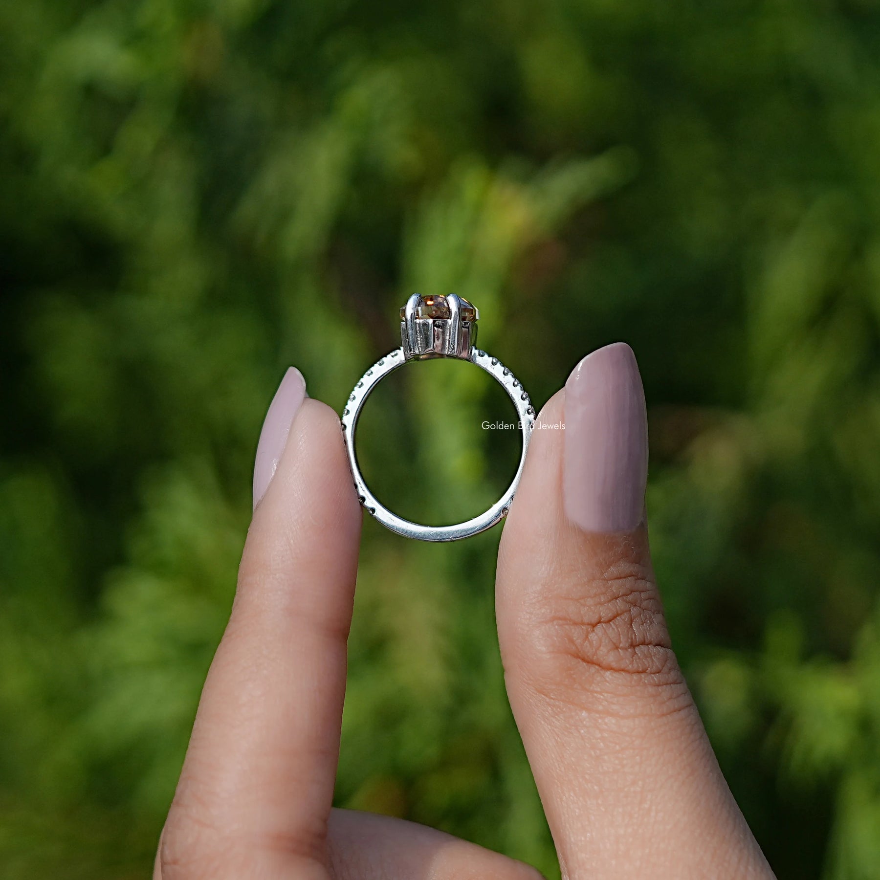Back view of solitaire marquise cut ring