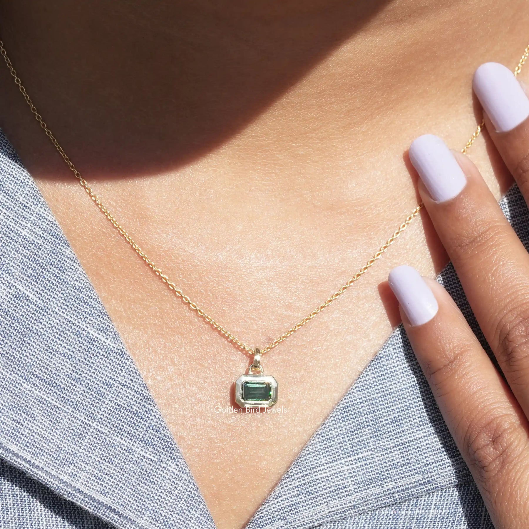 View of moissanite pendant for women