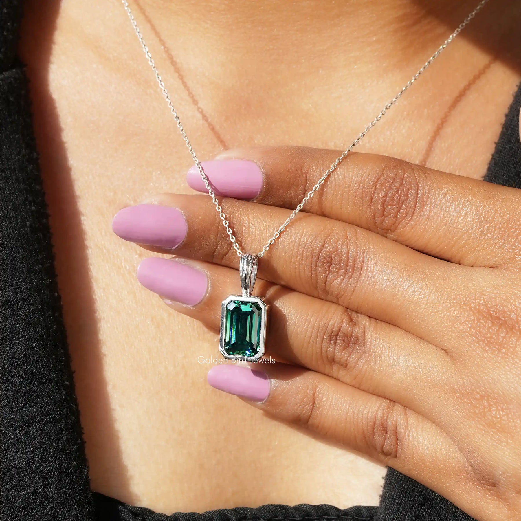View of moissanite pendant for women