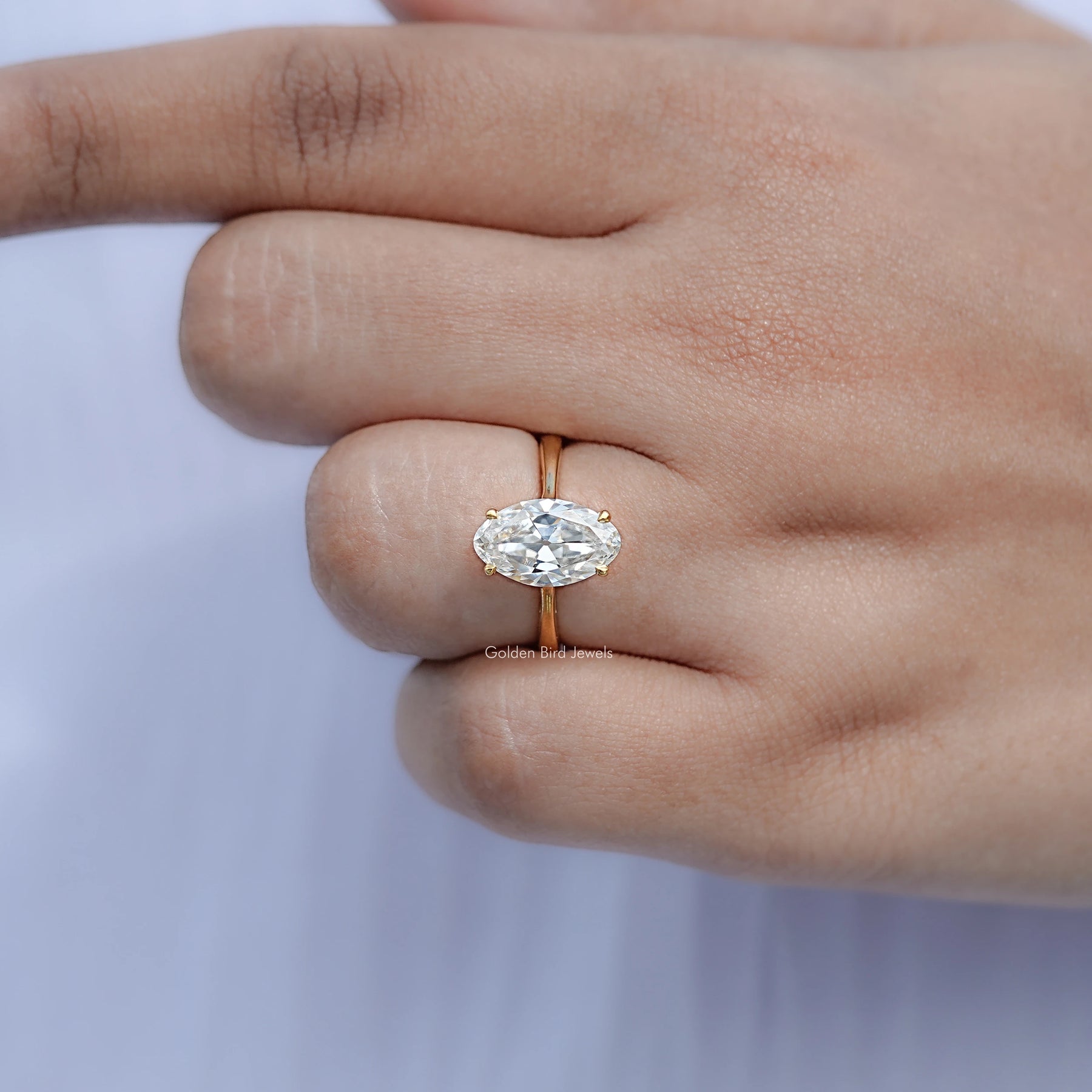 Old Mine Moval Moissanite Hidden Halo Ring