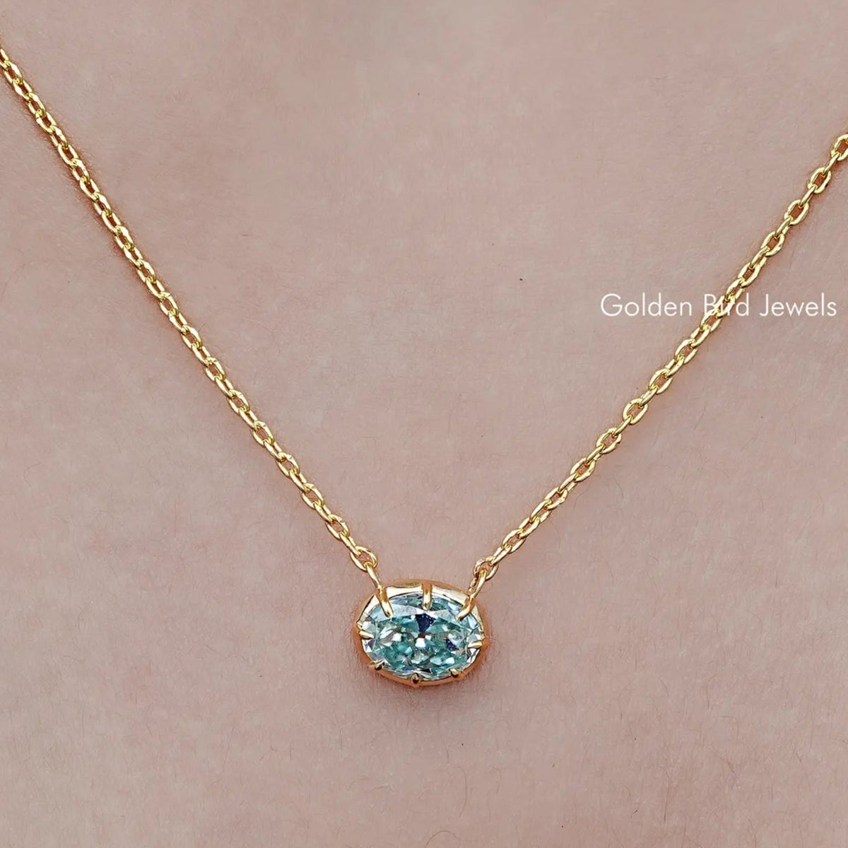 Old Mine Oval Moissanite Solitaire Pendant