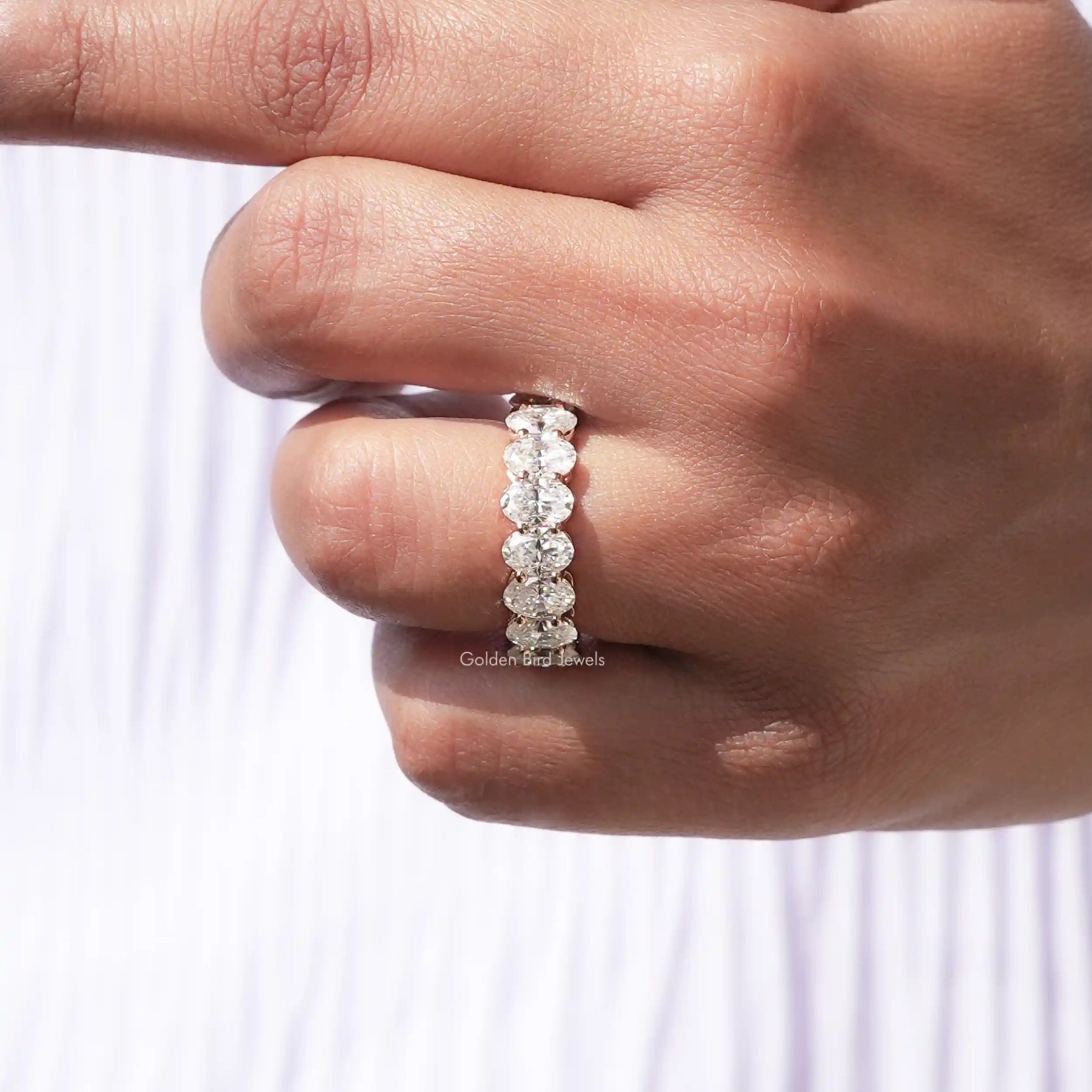 Oval Cut Moissanite 3/4 Eternity Bridal Band
