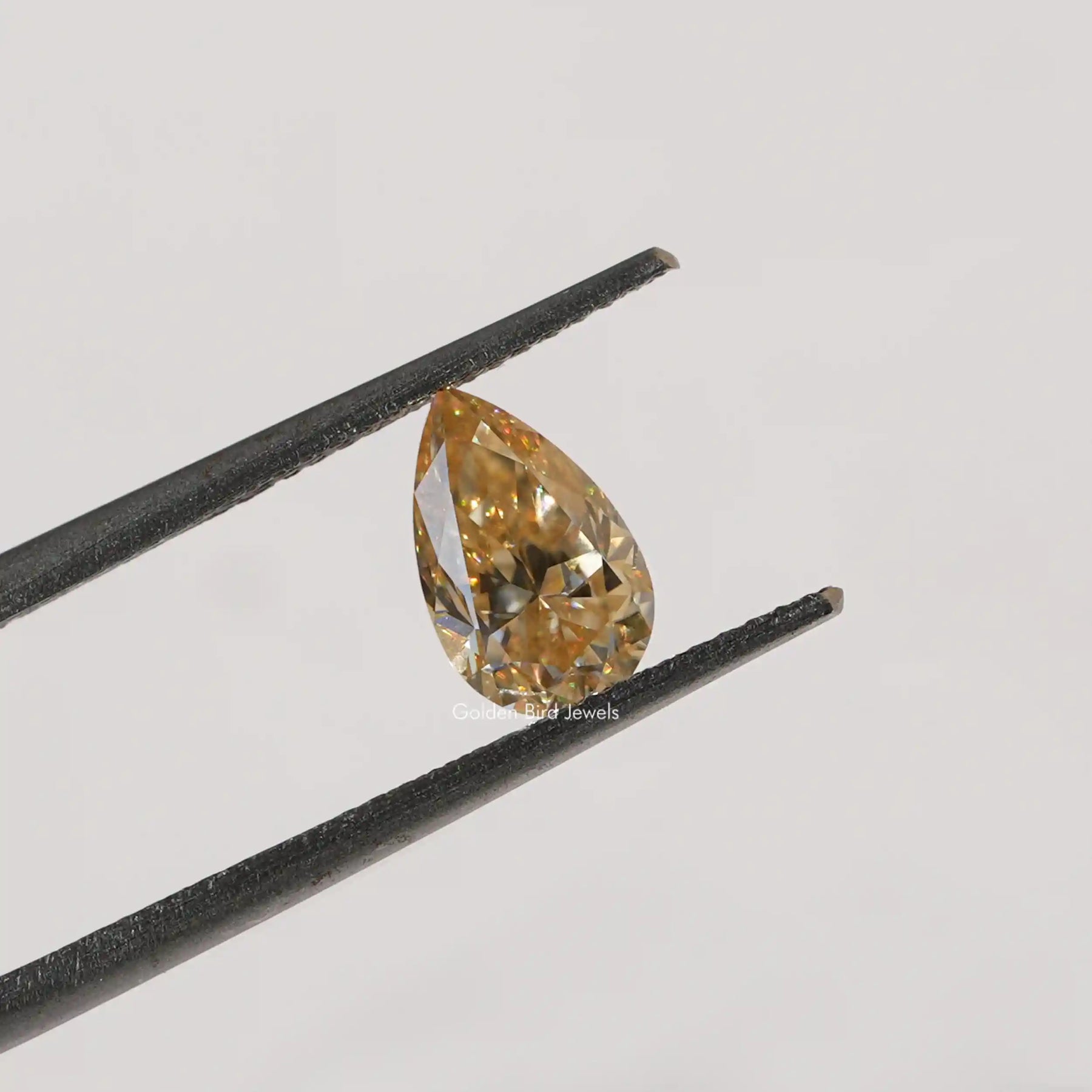 Twijer holding On the Pear Cut Loose Moissanite Stone