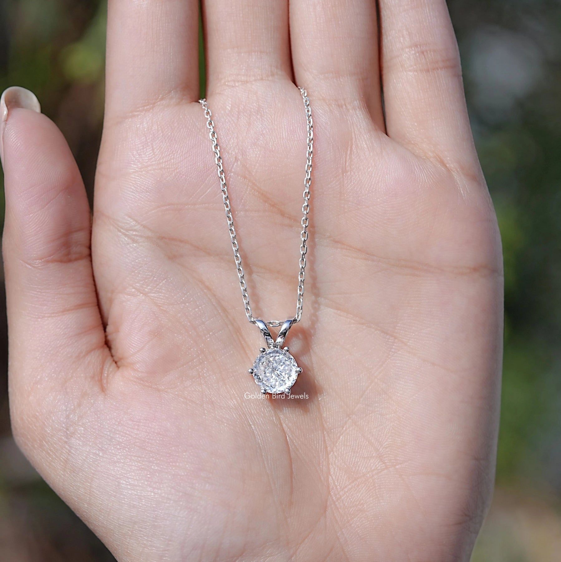 Moissanite Portuguese Cut Customized Pendant For Women