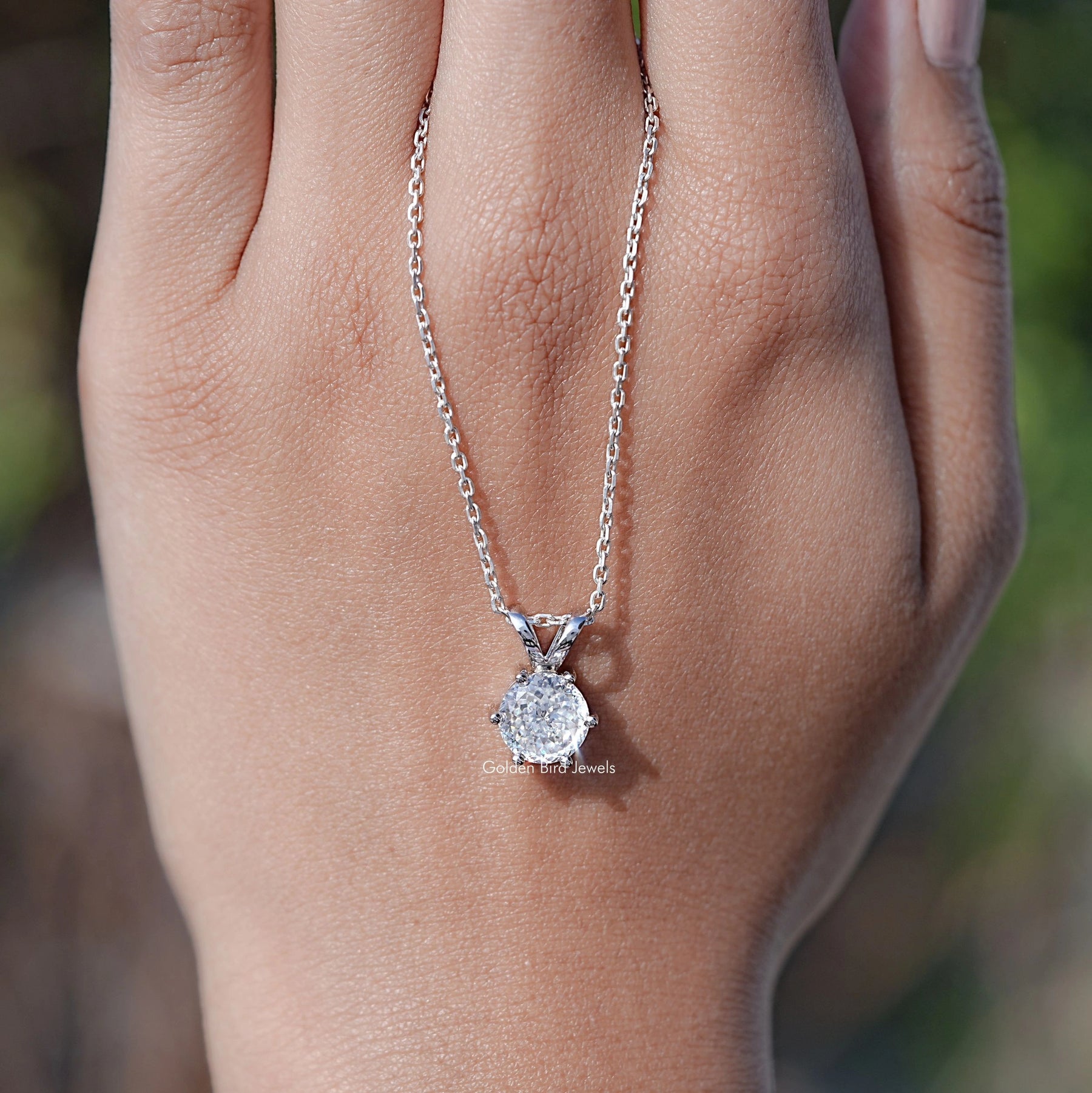 Moissanite Portuguese Cut Customized Pendant For Women