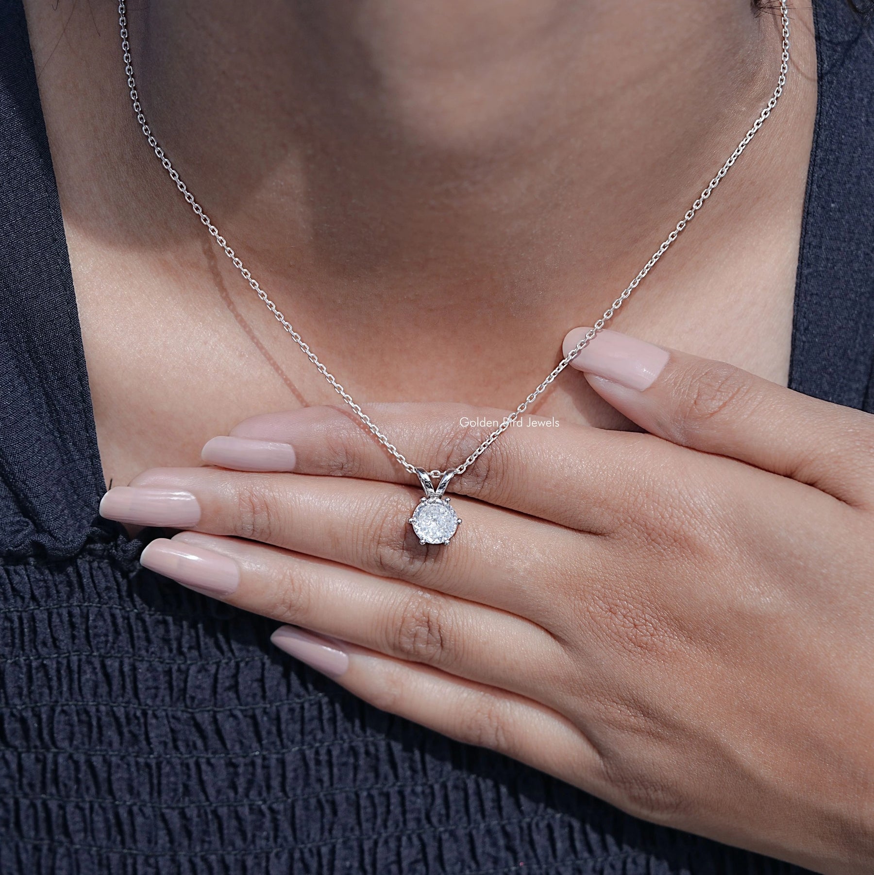Moissanite Portuguese Cut Customized Pendant For Women