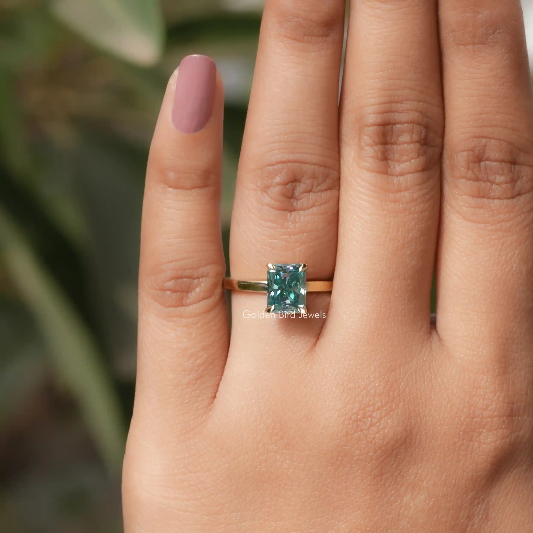 View of Moissanite Radiant Cut Solitaire Ring