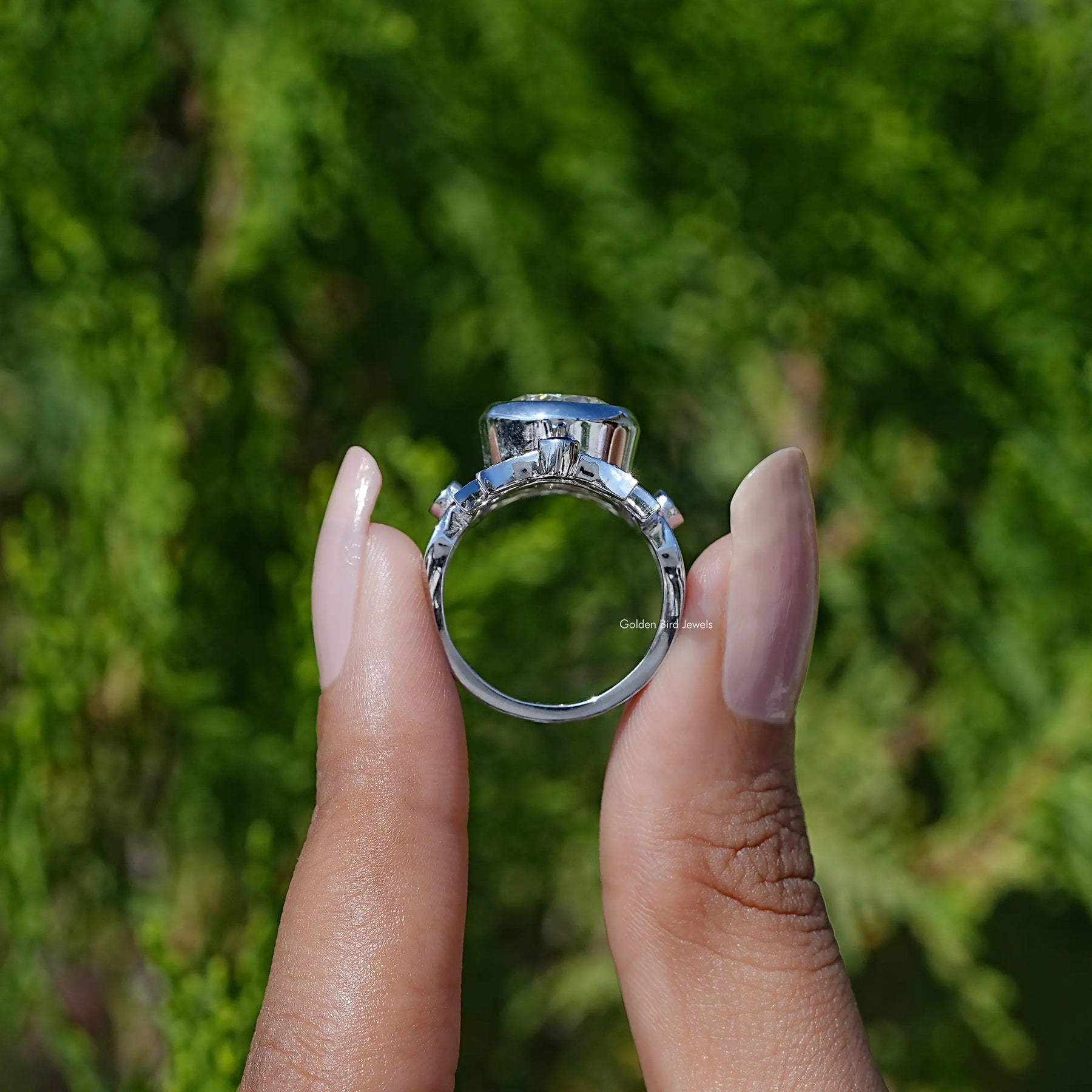 Back view of Round cut solitaire ring